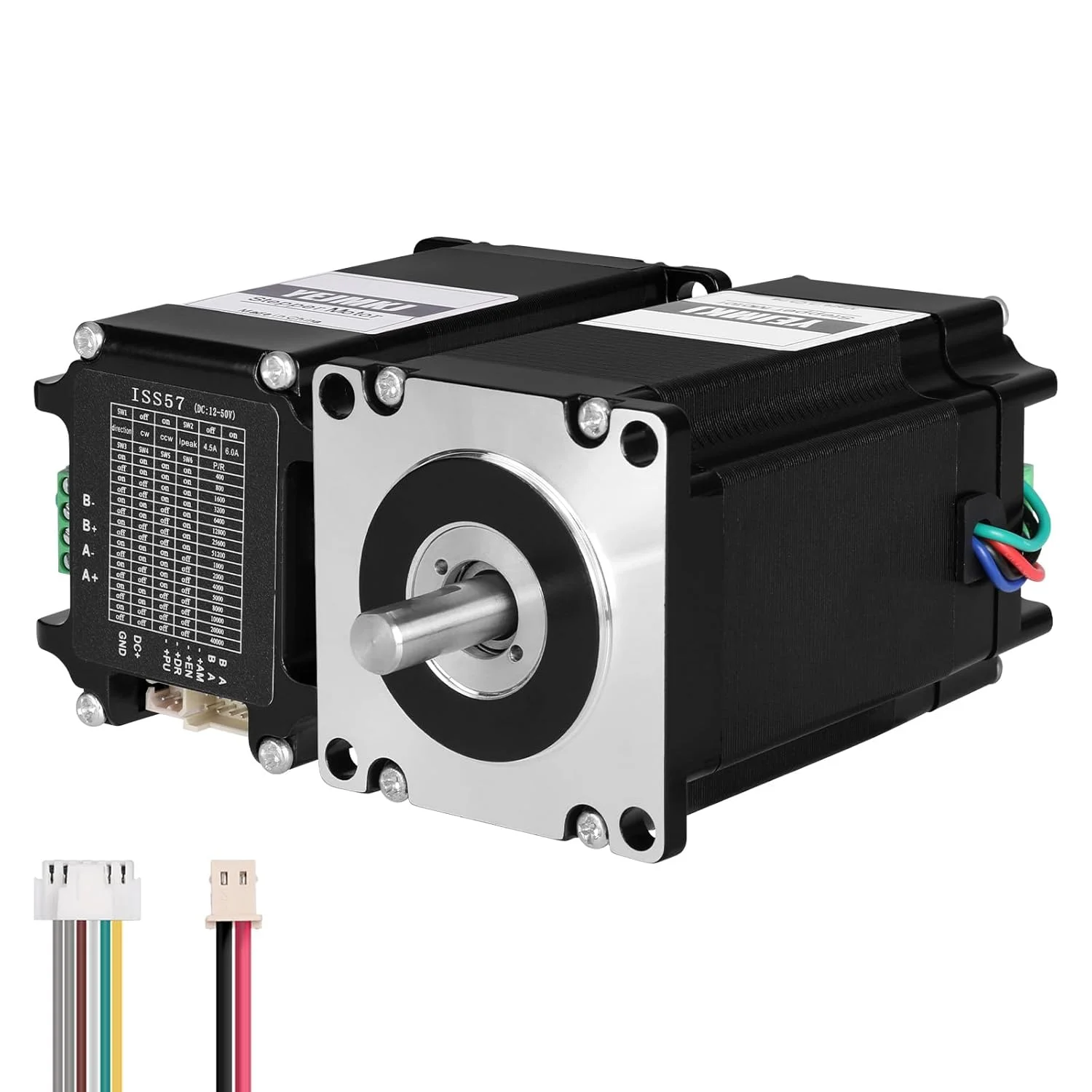 موتور پله‌ای حلقه بسته Nema 23 با درایور یکپارچه حلقه بسته، 1.8 درجه، 2 فاز، 1.8 نیوتن‌متر (254.9 اونس-اینچ)، گشتاور بالا، دو قطبی 0.45 اهم، 4.0 آمپر، کابل 94 میلی‌متری 0.3 متری برای دستگاه CNC فرز و تراش