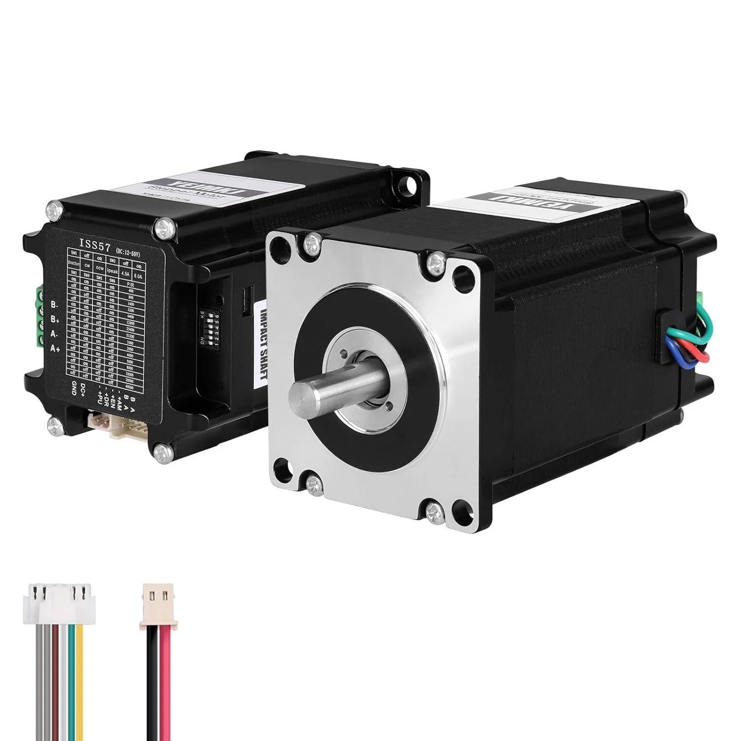 موتور پله‌ای حلقه بسته Nema 23 با درایور یکپارچه حلقه بسته، 1.8 درجه، 2 فاز، گشتاور بالا 1.1Nm (155.77oz·in)، دو قطبی 4.0A، 0.45Ω، کابل 73mm، 0.3M برای دستگاه CNC فرز تراش