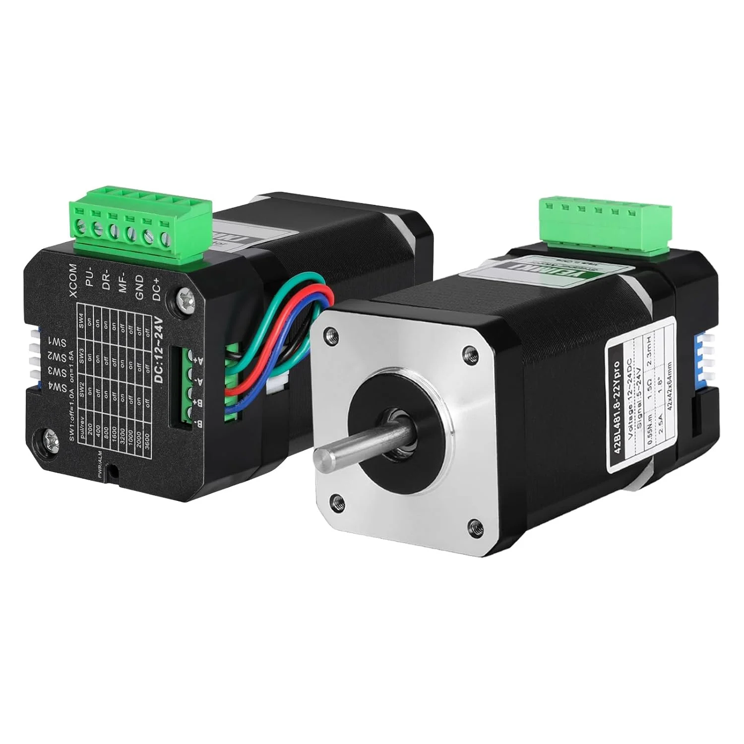 موتور پله ای Nema 17 با درایور پله ای یکپارچه 1.8 درجه 2 فاز 0.55 نیوتن متر گشتاور بالا دو قطبی 1.8 اهم 1.7 آمپر 64 میلی متر 42 موتور پله ای با کنترلر برای پرینتر سه بعدی ربات DIY دستگاه CNC