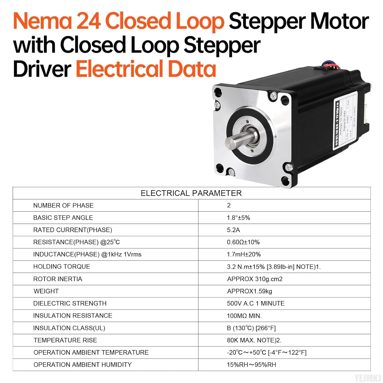 موتور پلهای حلقه بسته Nema 24 با درایور حلقه بسته یکپارچه 1.8 درجه 2 فاز 3.2 نیوتن متر (453.16 اونس در اینچ) گشتاور بالا دو قطبی 0.60 اهم 5.2 آمپر 118 میلیمتر کابل 0.3 متر برای دستگاه CNC تراش فرز موتور پلهای حلقه بسته Nema 24 با درایور حلقه بسته یکپارچه 1.8 درجه 2 فاز 3.2 نیوتن متر (453.16 اونس در اینچ) گشتاور بالا دو قطبی 0.60 اهم 5.2 آمپر 118 میلیمتر کابل 0.3 متر برای دستگاه CNC تراش فرز