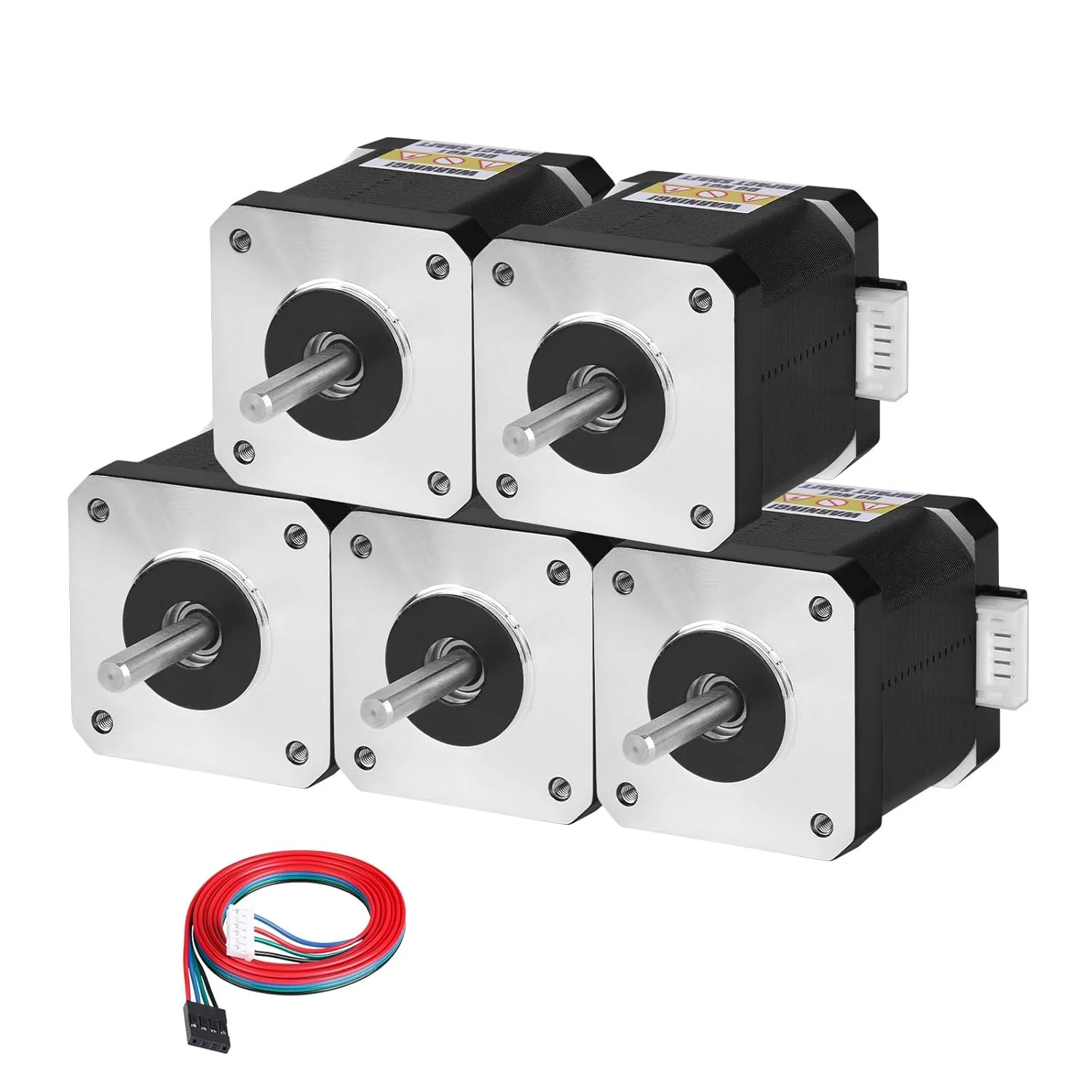 موتور پله ای Nema 17، 1.8 درجه، 2 فاز، گشتاور بالا 0.6Nm (84.97oz·in)، دو قطبی 42x48mm، 2.3A، 1.2Ω، 4 سیمه، شفت 24mm φ5mm، کابل موتور پله ای 42 به طول 1 متر، مناسب برای پرینتر سه بعدی، ربات DIY و دستگاه CNC (5 عددی)