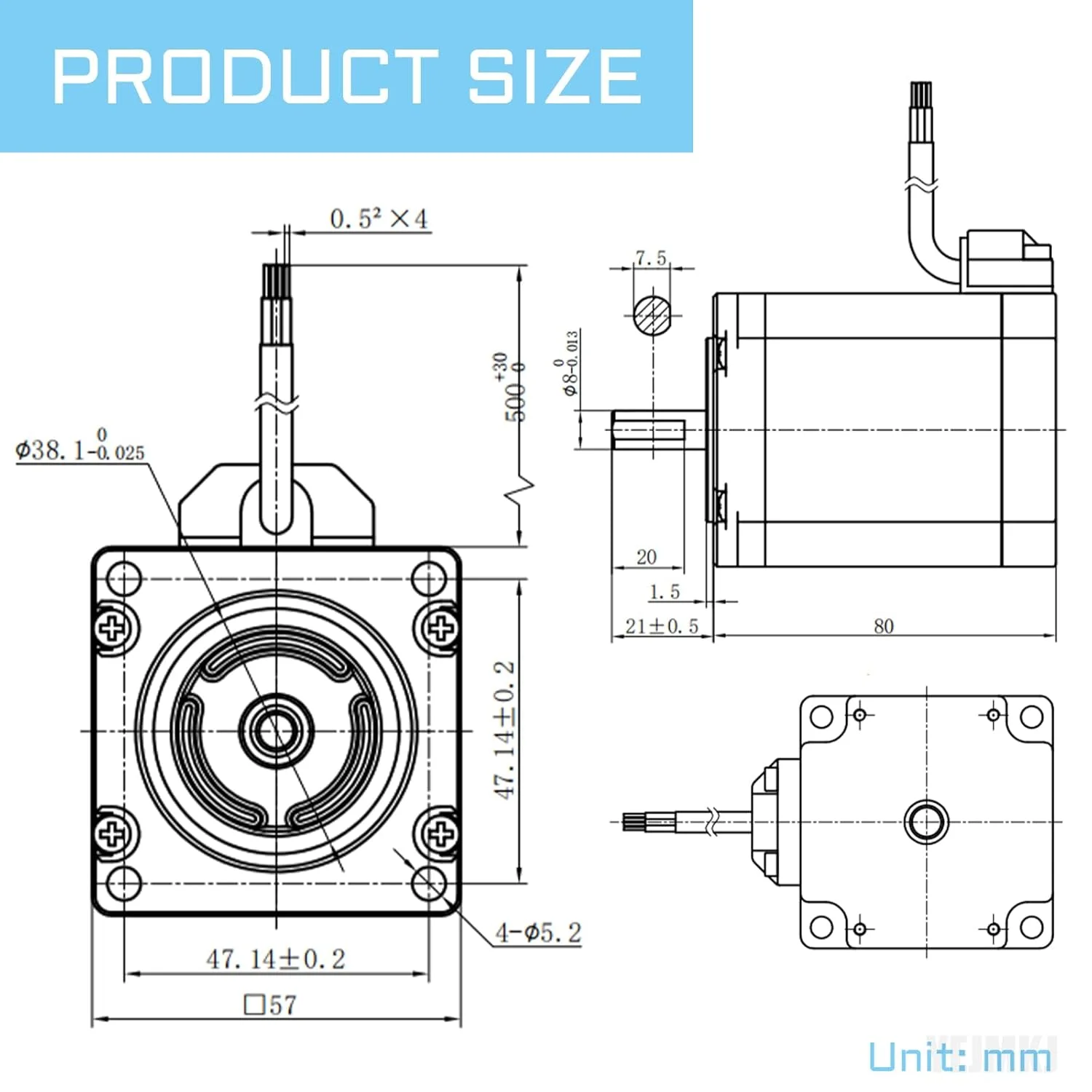موتور پله ای Nema 23، 80 میلی متر، دو قطبی 4 آمپر، 2.2 نیوتن متر، گشتاور بالا، موتورهای پرینتر سه بعدی Nema23، 1.8 درجه، 2 فاز، 4 سیم برای دستگاه های CNC، تراش و روتر، 2.25x2.25x3.15 اینچ