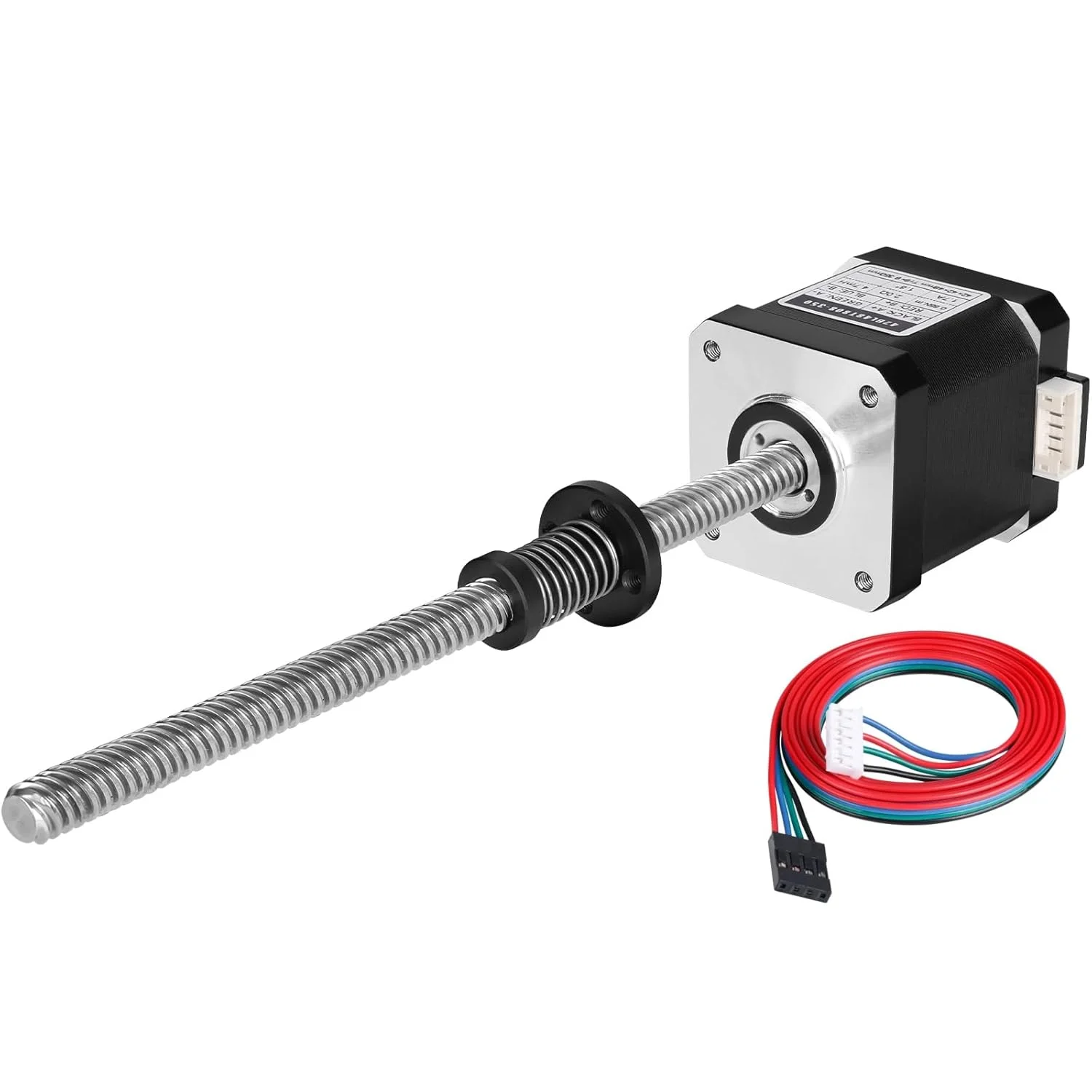 موتور پله‌ای Nema 17 مدل TR8x8 200mm به همراه پیچ سربی T8 با زاویه گام 1.8 درجه، 2 فاز، گشتاور بالا 0.55Nm (77.89oz·in)، جریان 1.7A، مقاومت 2.0Ω، دو قطبی 42x48mm، کابل اتصال 4 سیمه 1 متری برای پرینتر سه بعدی، ربات DIY و CNC