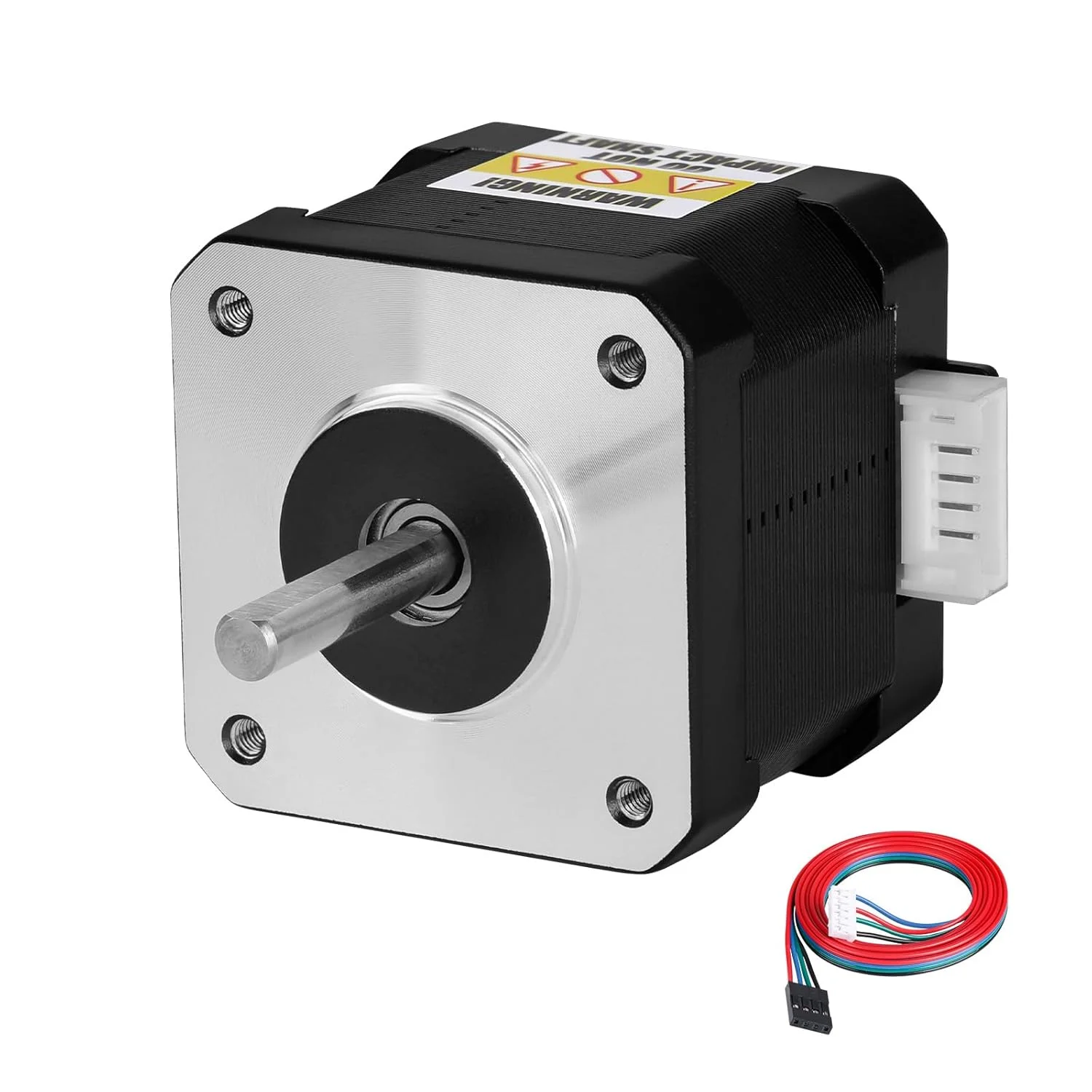 موتور پله‌ای Nema 17، دو فاز، ۱.۸ درجه، ۰.۴۷ نیوتن‌متر، گشتاور بالا، دو قطبی، ۳۸ میلی‌متر، ۱.۷ آمپر، ۱.۷ اهم، ۴ سیم، شفت ۲۴ میلی‌متر φ۵ میلی‌متر، کابل ۱ متری موتور پله‌ای ۴۲ برای پرینتر سه بعدی، ربات DIY، دستگاه CNC