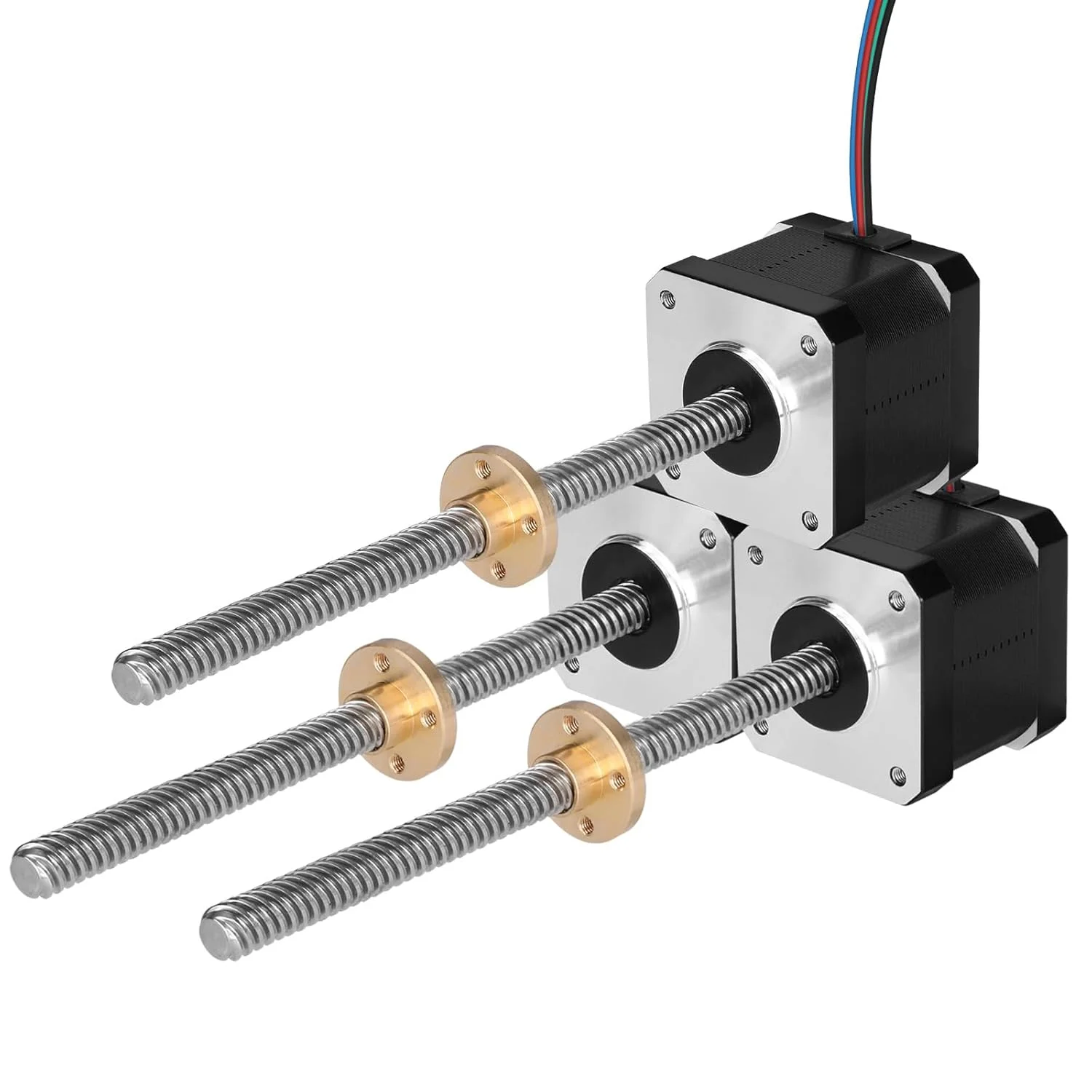 3 Pack Nema 17 Stepper Motor TR8x8 240mm with T8 Lead Screw 1.8‌°‌ 2 Phase High Torque 0.44Nm (62.31oz·in) Bipolar 1.7A 2.2Ω 39mm 42 Stepper Motor incl. Cable 1M for 3D Printer DIY Robot CNC