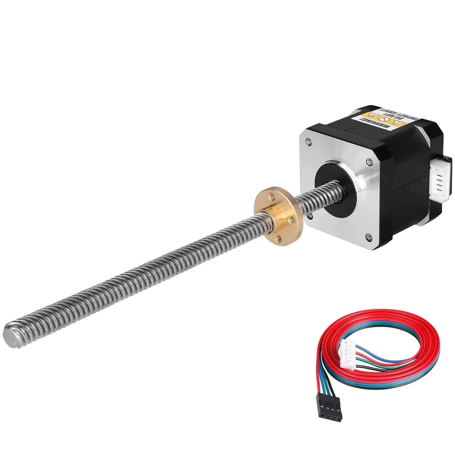 موتور پله ای Nema 17 TR8x8 350mm با پیچ سربی T8، دو فاز، 1.8 درجه، گشتاور بالا 0.44Nm (62.31oz·in)، دوقطبی 1.7A 1.7Ω، 40mm 42، موتور پله ای 4 سیمه، کابل اتصال 1 متری برای پرینتر سه بعدی، ربات DIY، CNC