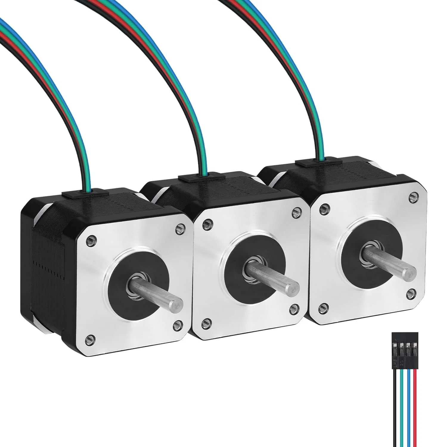 موتور پله‌ای Nema 17، 1.8 درجه، 2 فاز، گشتاور بالا 0.47Nm (66.56oz·in)، دو قطبی 42x38mm، 1.7A، 2.1Ω، 4 سیمه، شفت 24mm φ5mm، موتور پله‌ای 42 به همراه کابل 1 متری برای پرینتر سه بعدی، ربات DIY، دستگاه CNC، بسته 3 عددی