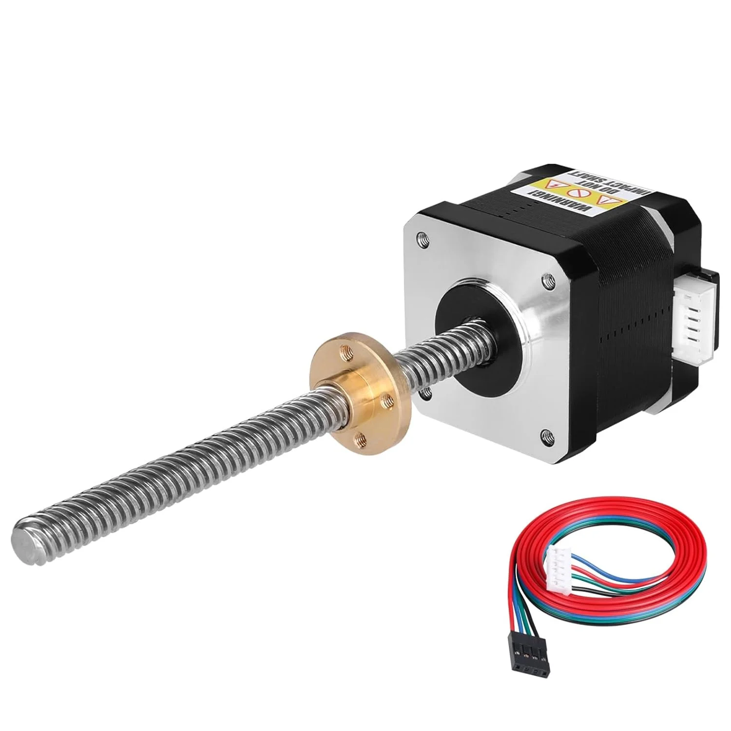 موتور پله ای Nema 17 مدل TR8x8 200mm به همراه پیچ سربی T8 با زاویه گام 1.8 درجه، 2 فاز، گشتاور بالا 0.44Nm (62.31oz·in)، دو قطبی 1.7A 1.7Ω، 40mm، موتور 42 پله، کابل اتصال 4 سیمه 1 متری برای پرینتر سه بعدی، ربات DIY و CNC