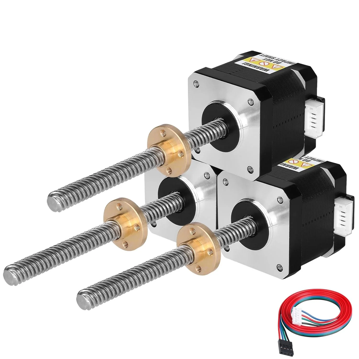 موتور پله ای Nema 17 مدل TR8x8 100mm با پیچ سربی T8، دو فاز 1.8 درجه، گشتاور بالا 0.44Nm (62.31oz·in)، دو قطبی 1.7A 1.7Ω 40mm، کابل اتصال 4 سیم 1 متری برای پرینتر سه بعدی، ربات DIY، CNC (بسته 3 عددی)