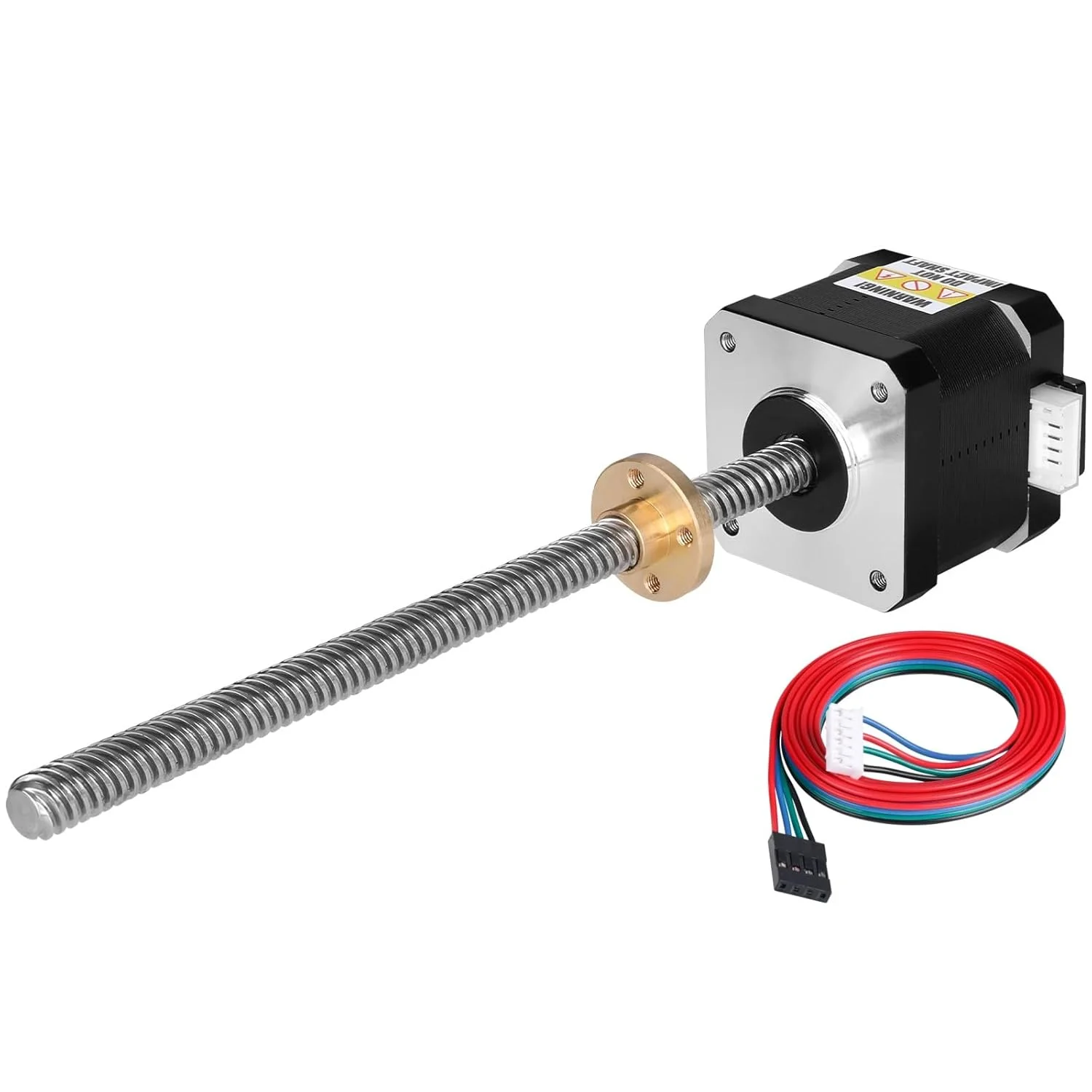 موتور پله‌ای Nema 17 مدل TR8x8 310mm به همراه پیچ سربی T8 با زاویه گام 1.8 درجه، 2 فاز، گشتاور بالا 0.44Nm (62.31oz·in)، دو قطبی 1.7A 1.7Ω، طول 40mm، موتور 42 پله، کابل اتصال 4 سیمه 1 متری برای پرینتر سه بعدی، ربات DIY و CNC