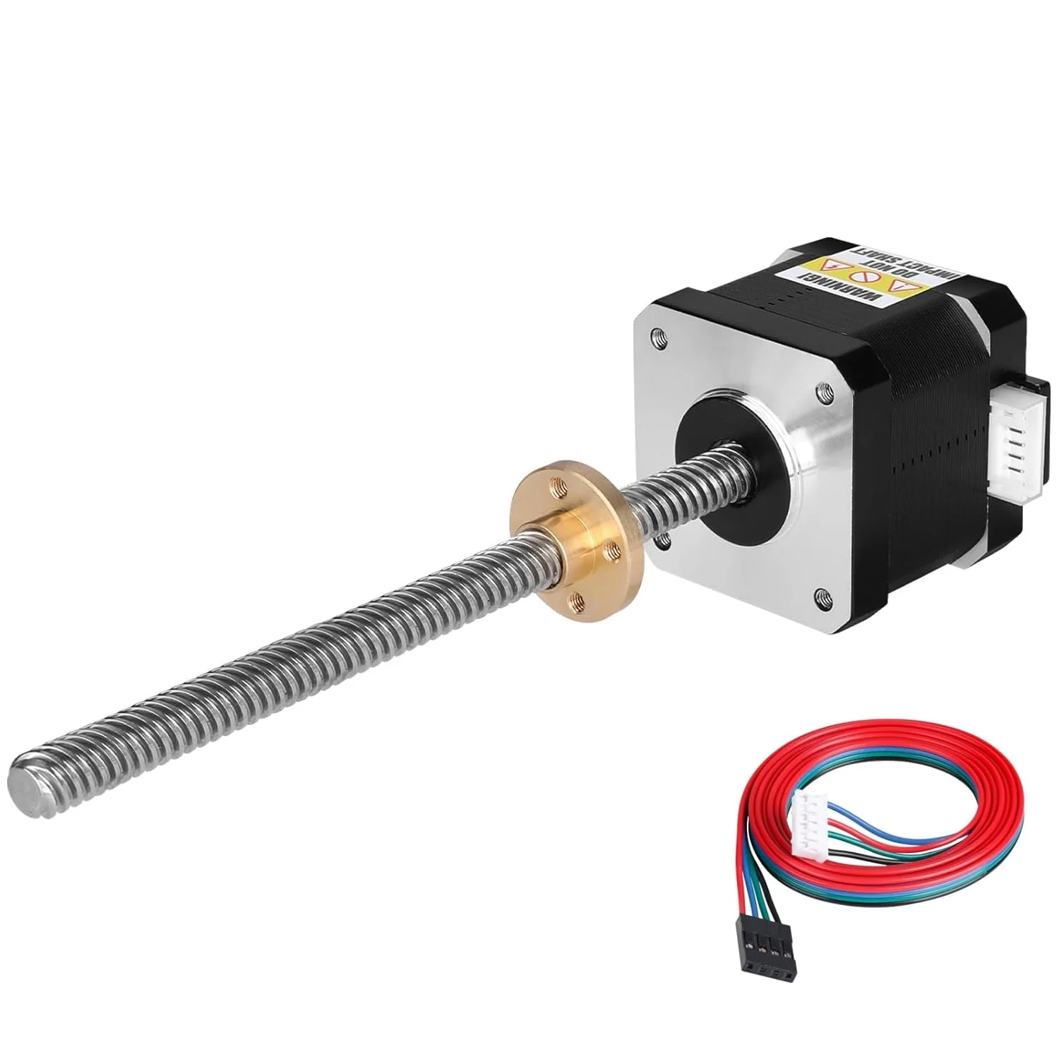 موتور پله ای Nema 17 مدل TR8x8 240mm با پیچ سربی T8، زاویه پله 1.8 درجه، 2 فاز، گشتاور بالا 0.44Nm (62.31oz·in)، دو قطبی 1.7A 1.7Ω، 40mm 42 موتور پله ای، کابل اتصال 4 سیمه 1 متری برای پرینتر سه بعدی، ربات DIY، CNC