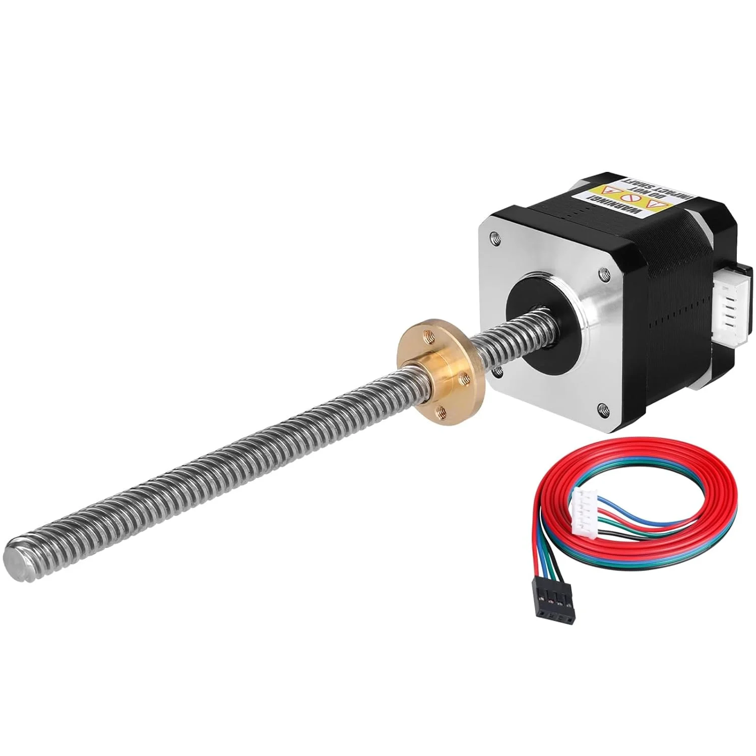 موتور پله ای Nema 17 TR8x8 300mm با پیچ سربی T8، دو فاز، 1.8 درجه، گشتاور بالا 0.44Nm (62.31oz·in)، دوقطبی 1.7A، 1.7Ω، 40mm، موتور پله ای 42، کابل اتصال 4 سیم 1 متری برای پرینتر سه بعدی، ربات DIY، CNC