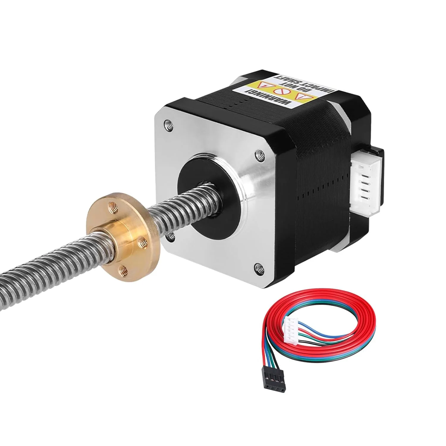 موتور پله‌ای Nema 17 مدل TR8x8 400mm به همراه پیچ سربی T8 با زاویه گام 1.8 درجه، 2 فاز، گشتاور بالا 0.44Nm (62.31oz·in)، دو قطبی 1.7A 1.7Ω، 40mm 42 موتور پله‌ای، کابل اتصال 4 سیمه 1 متری برای پرینتر سه بعدی، ربات DIY و CNC