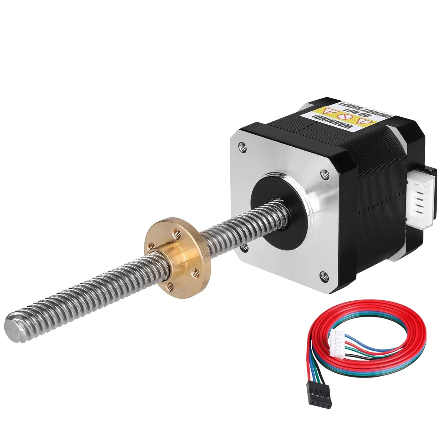 موتور پله‌ای Nema 17 TR8x8 150mm با پیچ سربی T8، دو فاز 1.8 درجه، گشتاور بالا 0.44Nm، دو قطبی 1.7A 1.7Ω 40mm 42 موتور پله‌ای، کابل اتصال 4 سیمه 1 متری برای پرینتر سه بعدی، ربات DIY، CNC