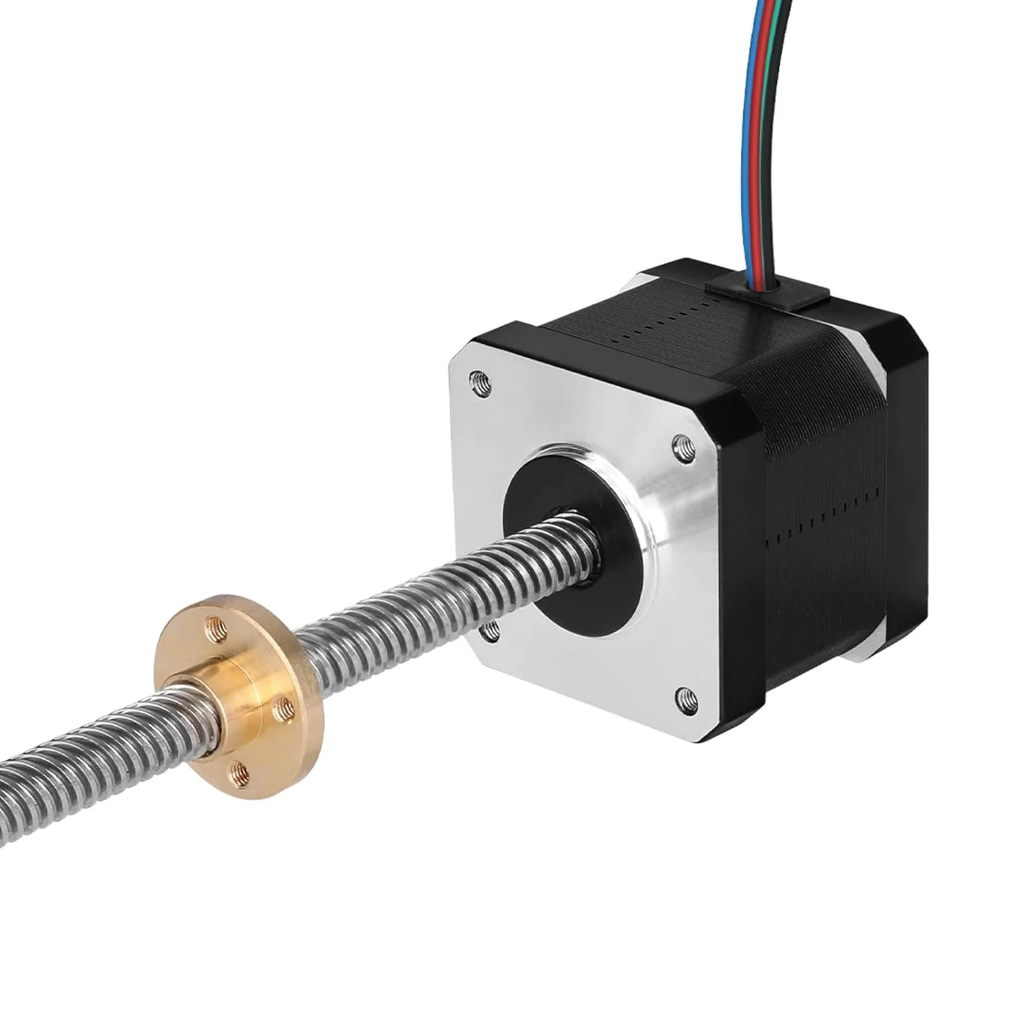 موتور پله‌ای Nema 17 مدل TR8x8 400mm به همراه پیچ سربی T8، دو فاز، 1.8 درجه، گشتاور بالا 0.44Nm (62.31oz·in)، دوقطبی 1.7A، 2.2Ω، 42x39mm، 4 سیم به همراه کابل 1 متری برای پرینتر سه بعدی، ربات DIY و دستگاه CNC