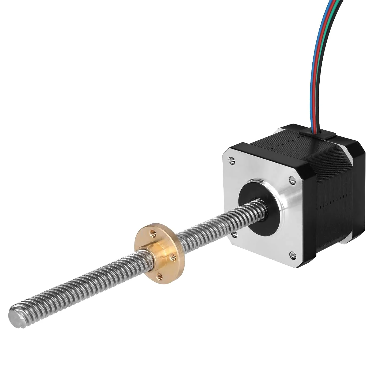 موتور پله‌ای Nema 17 مدل TR8x8 210mm به همراه پیچ سربی T8 با زاویه گام 1.8 درجه، 2 فاز، گشتاور بالا 0.44Nm (62.31oz·in)، دو قطبی 1.7A 2.2Ω، ابعاد 42x39mm، 4 سیم به همراه کابل 1 متری برای پرینتر سه بعدی، ربات DIY و دستگاه CNC