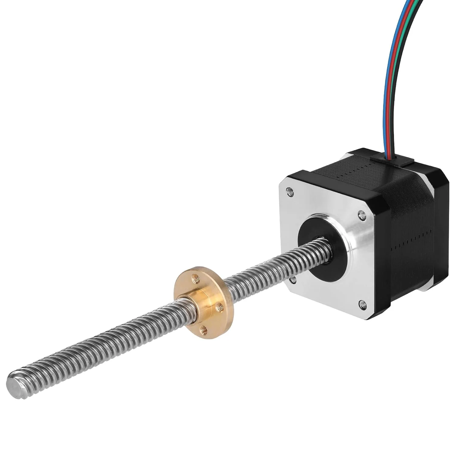 موتور پله‌ای Nema 17 مدل TR8x8 240mm به همراه پیچ سربی T8، دو فاز، 1.8 درجه، گشتاور بالا 0.44Nm (62.31oz·in)، دو قطبی 1.7A 2.2Ω، 42x39mm، 4 سیم به همراه کابل 1 متری برای پرینتر سه بعدی، ربات DIY و دستگاه CNC