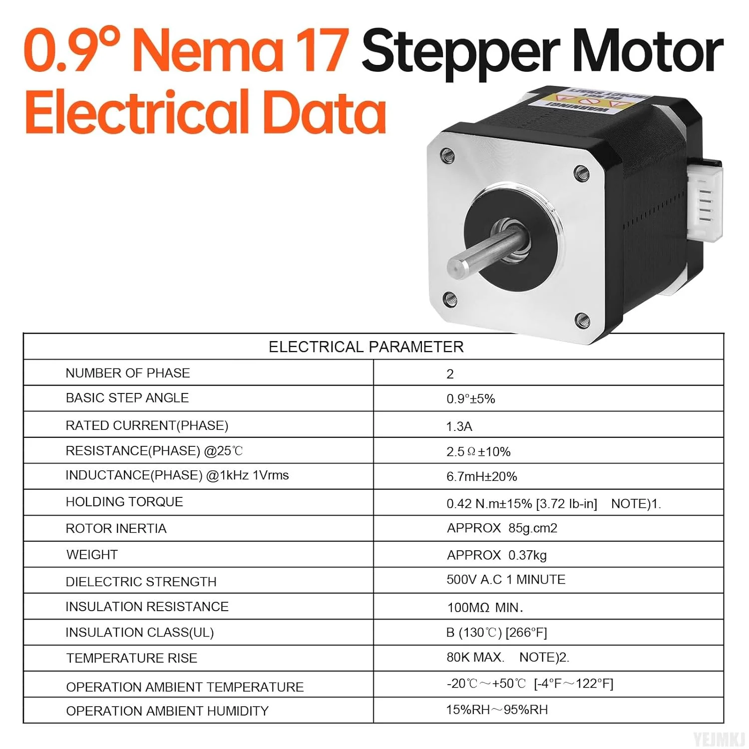 موتور پله ای 0.9° Nema 17، دو فاز، گشتاور بالا 0.42Nm (59.48oz·in)، دو قطبی 1.3A، 2.5Ω، 42x48mm، 4 سیم، شفت 24mm φ5mm، موتور پله ای 42 به همراه کابل 1 متری برای پرینتر سه بعدی، ربات DIY، دستگاه CNC
