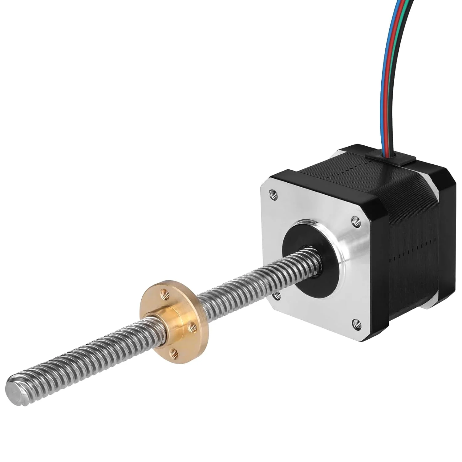 موتور پله‌ای Nema 17 TR8x8 150mm با پیچ سربی T8، ۱.۸ درجه، ۲ فاز، گشتاور بالا ۰.۴۴Nm (۶۲.۳۱oz·in)، دوقطبی ۱.۷A، ۲.۲Ω، ۴۲x۳۹mm، ۴ سیم با کابل ۱ متری برای پرینتر سه بعدی، ربات DIY، دستگاه CNC