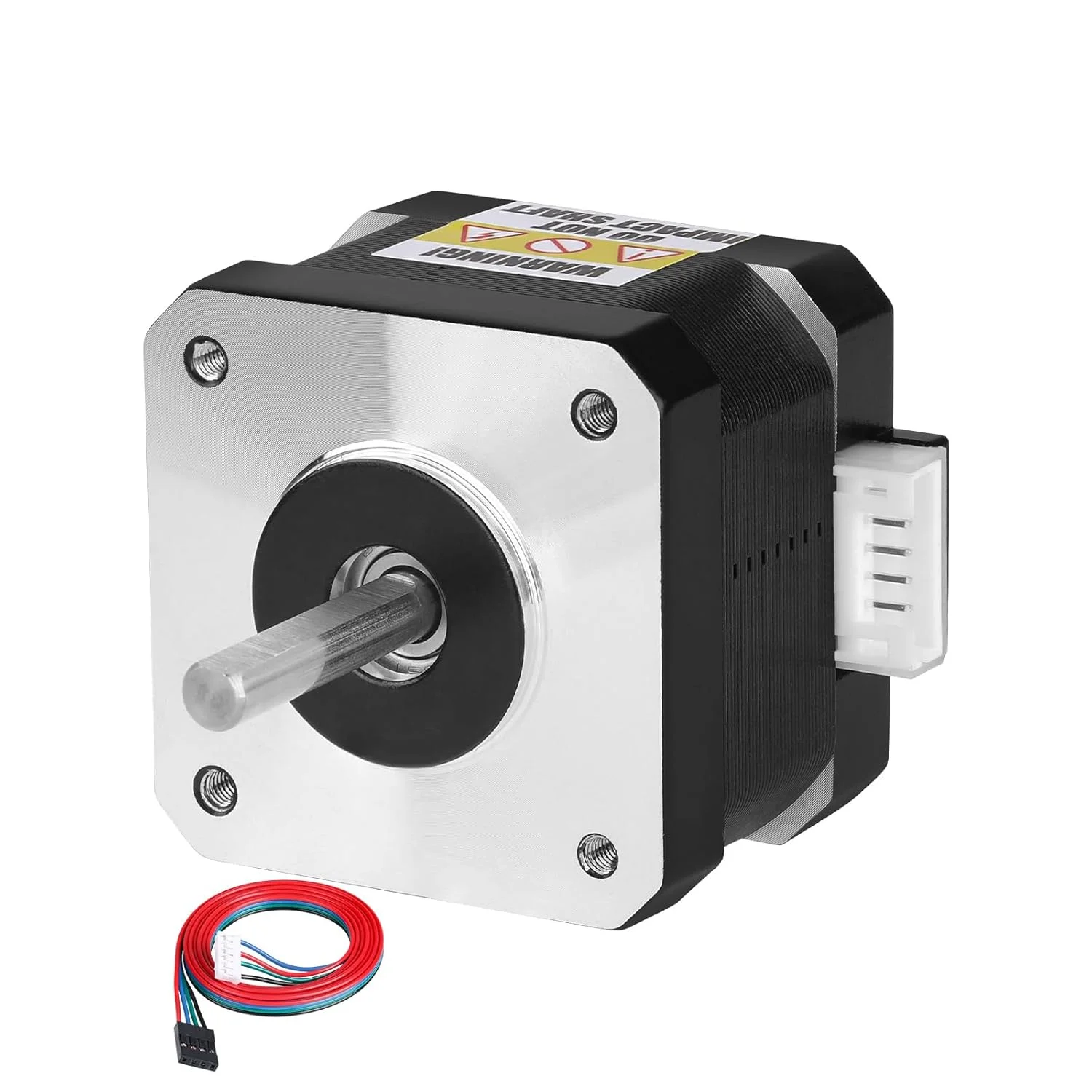 موتور پله‌ای Nema 17، دو فاز، ۱.۸ درجه، ۰.۲۹ نیوتن‌متر، گشتاور بالا، دو قطبی، ۳۴ میلی‌متر، ۳۰ اهم، ۰.۴ آمپر، ۴ سیم، شفت ۲۴ میلی‌متر φ۵ میلی‌متر، کابل ۱ متری موتور پله‌ای ۴۲ برای پرینتر سه بعدی، ربات DIY، دستگاه CNC