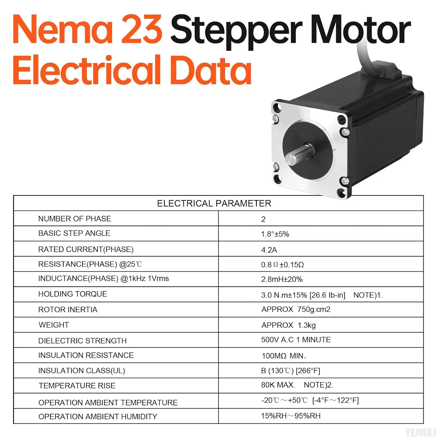 موتور پله ای Nema 23، 1.8 درجه، 2 فاز، گشتاور بالا 3Nm (424.84oz·in)، دو قطبی 57x101mm، 4.2A، 0.8Ω، 4 سیم، شفت 21mm φ8mm، کابل موتور پله ای 57 به طول 1 متر برای دستگاه CNC، تراش، روتر، پرینتر سه بعدی و ربات DIY