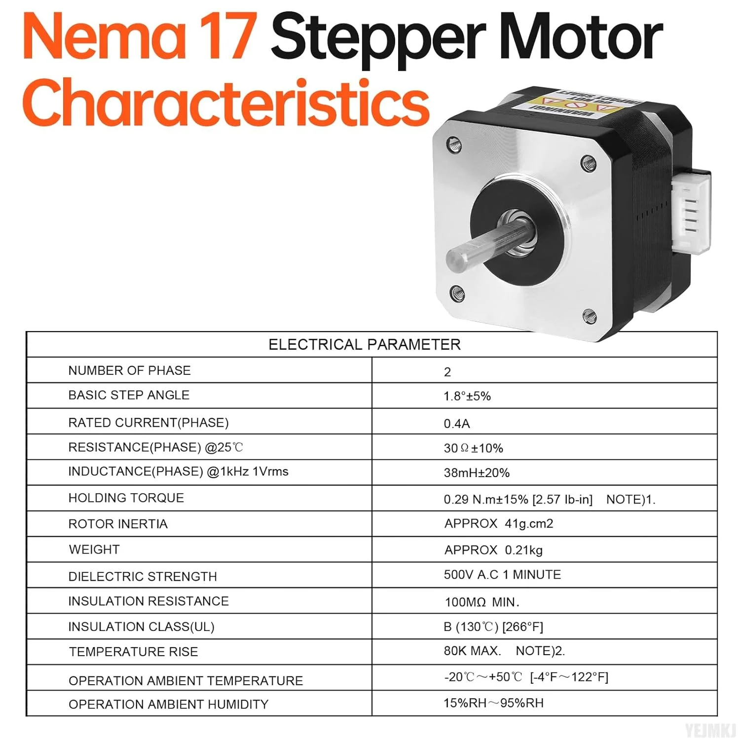 موتور پلهای Nema 17، دو فاز، ۱.۸ درجه، ۰.۲۹ نیوتنمتر، گشتاور بالا، دو قطبی، ۳۴ میلیمتر، ۳۰ اهم، ۰.۴ آمپر، ۴ سیم، شفت ۲۴ میلیمتر φ۵ میلیمتر، کابل ۱ متری موتور پلهای ۴۲ برای پرینتر سه بعدی، ربات DIY، دستگاه CNC موتور پلهای Nema 17، دو فاز، ۱.۸ درجه، ۰.۲۹ نیوتنمتر، گشتاور بالا، دو قطبی، ۳۴ میلیمتر، ۳۰ اهم، ۰.۴ آمپر، ۴ سیم، شفت ۲۴ میلیمتر φ۵ میلیمتر، کابل ۱ متری موتور پلهای ۴۲ برای پرینتر سه بعدی، ربات DIY، دستگاه CNC