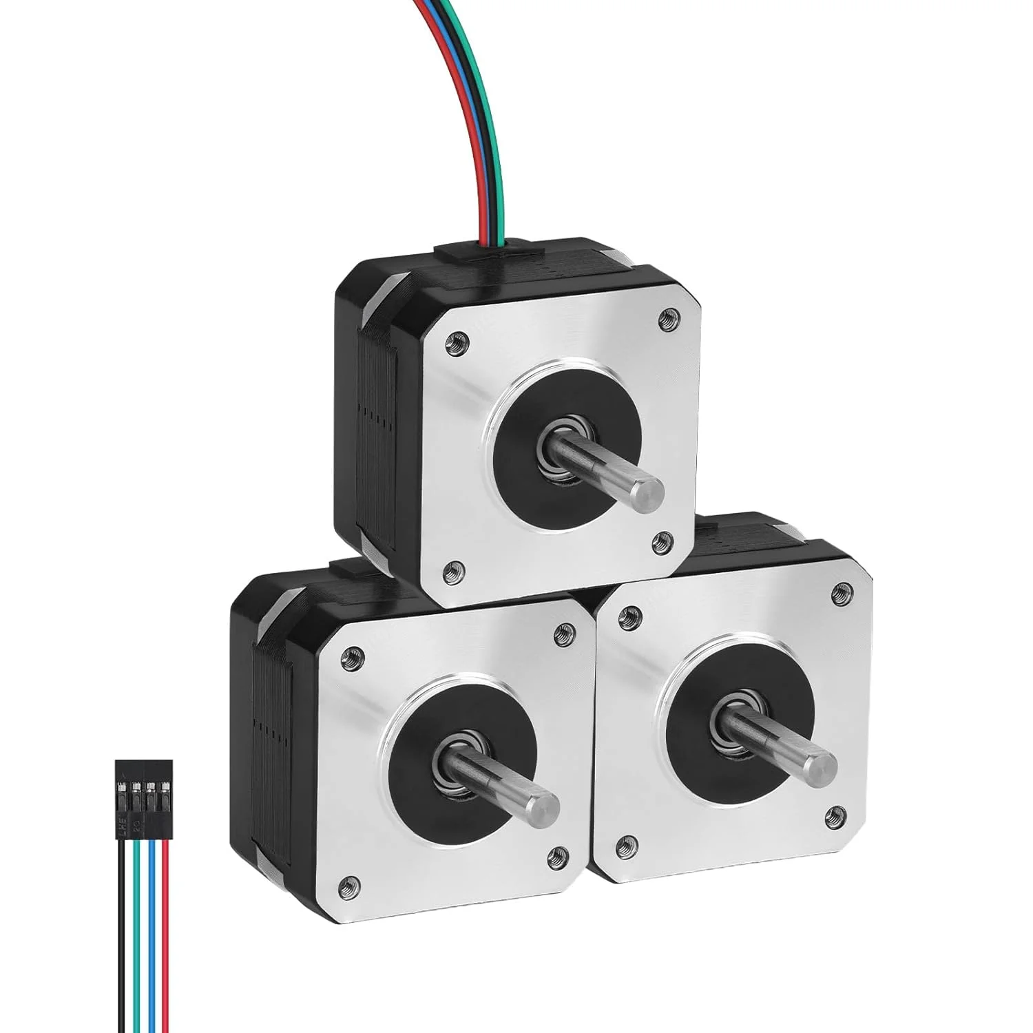 موتور پله ای Nema 17، 2 فاز، 1.8 درجه، 0.28 نیوتن متر (39.65 اونس در اینچ)، گشتاور بالا، دو قطبی 28 میلی متر، 1.6 اهم، 1.6 آمپر، 4 سیم، شفت 24 میلی متر φ5 میلی متر، کابل 1 متری موتور پله ای 42 برای پرینتر سه بعدی، ربات DIY، دستگاه CNC