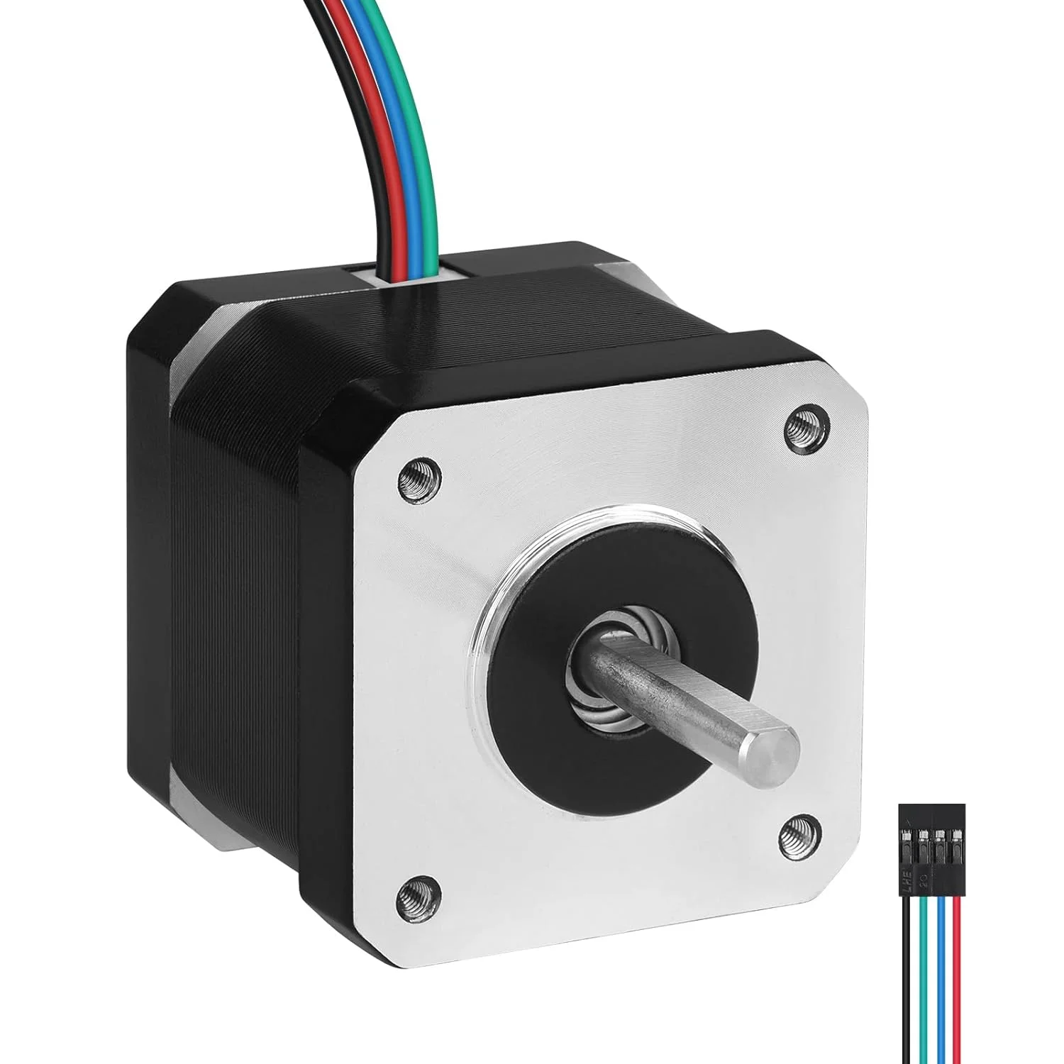 موتور پله ای 0.9 درجه Nema 17، 2 فاز، گشتاور بالا 0.32 نیوتن متر، دو قطبی 1.3 آمپر 2.5Ω 42x39 میلی متر 4 سیمه شفت 22 میلی متر φ5 میلی متر موتور پله ای 42 با کابل 1 متری برای پرینتر سه بعدی، ربات DIY، دستگاه CNC
