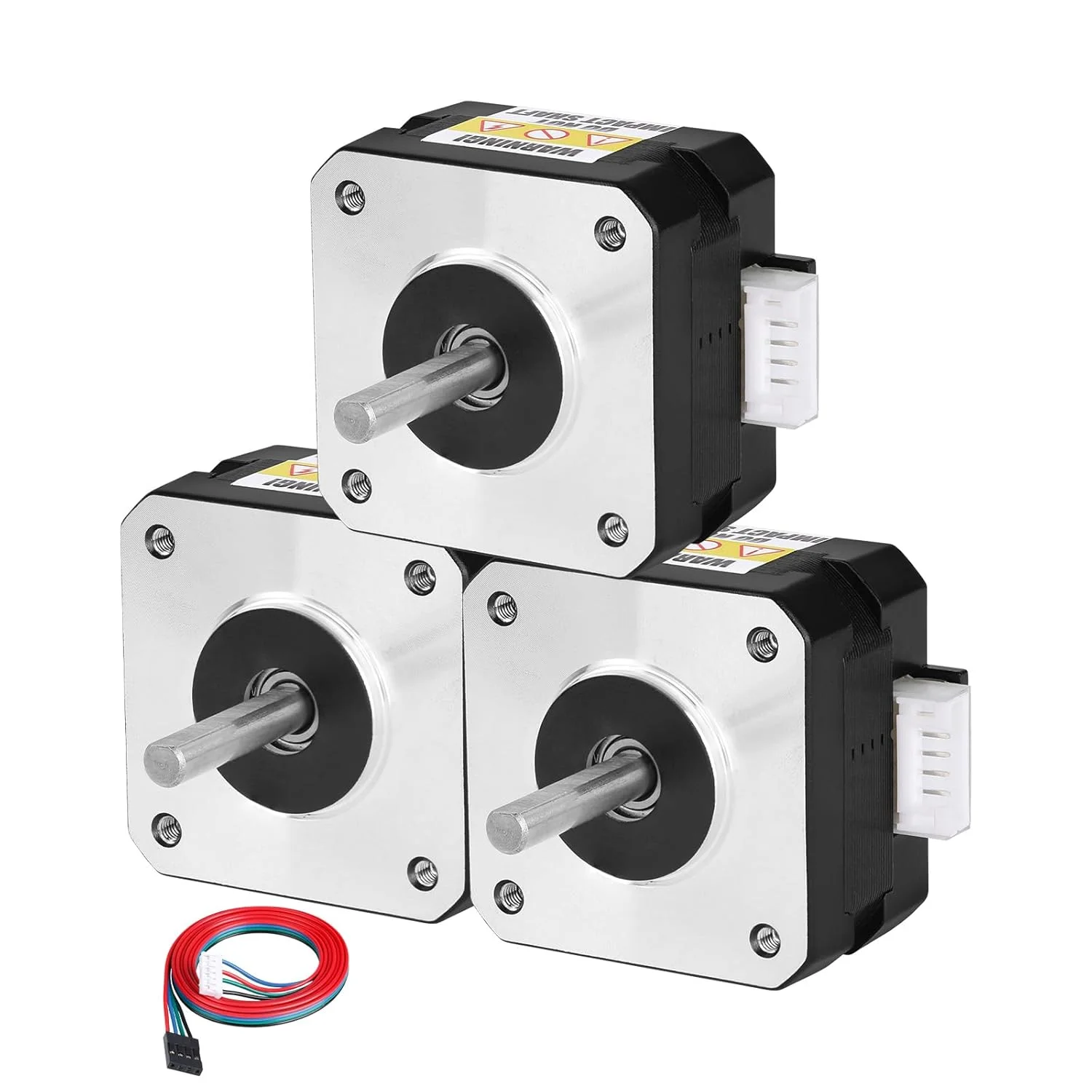 موتور پله ای Nema 17، 1.8 درجه، 2 فاز، گشتاور بالا 0.26 نیوتن متر، دو قطبی 42x26 میلی متر، 2.0 آمپر، 1.1 اهم، 4 سیمه، شفت 24 میلی متر φ5 میلی متر، موتور پله ای 42 به همراه کابل 1 متری برای پرینتر سه بعدی، ربات DIY، دستگاه CNC، بسته 3 عددی