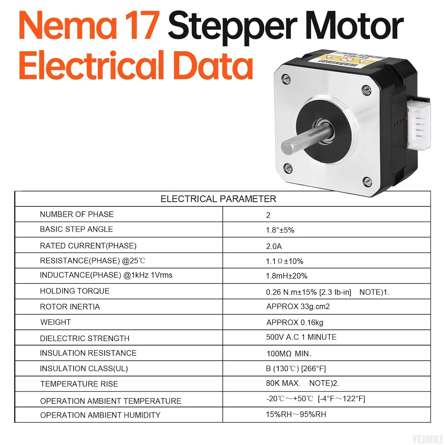 موتور پله‌ای Nema 17، 5 عددی، 2 فاز، 1.8 درجه، 0.26 نیوتن‌متر، گشتاور بالا، دو قطبی 26 میلی‌متری، 1.1 اهم، 2.0 آمپر، 4 سیم، شفت 24 میلی‌متری φ5 میلی‌متری، کابل 1 متری موتور پله‌ای 42 برای پرینتر سه بعدی، ربات DIY، دستگاه CNC