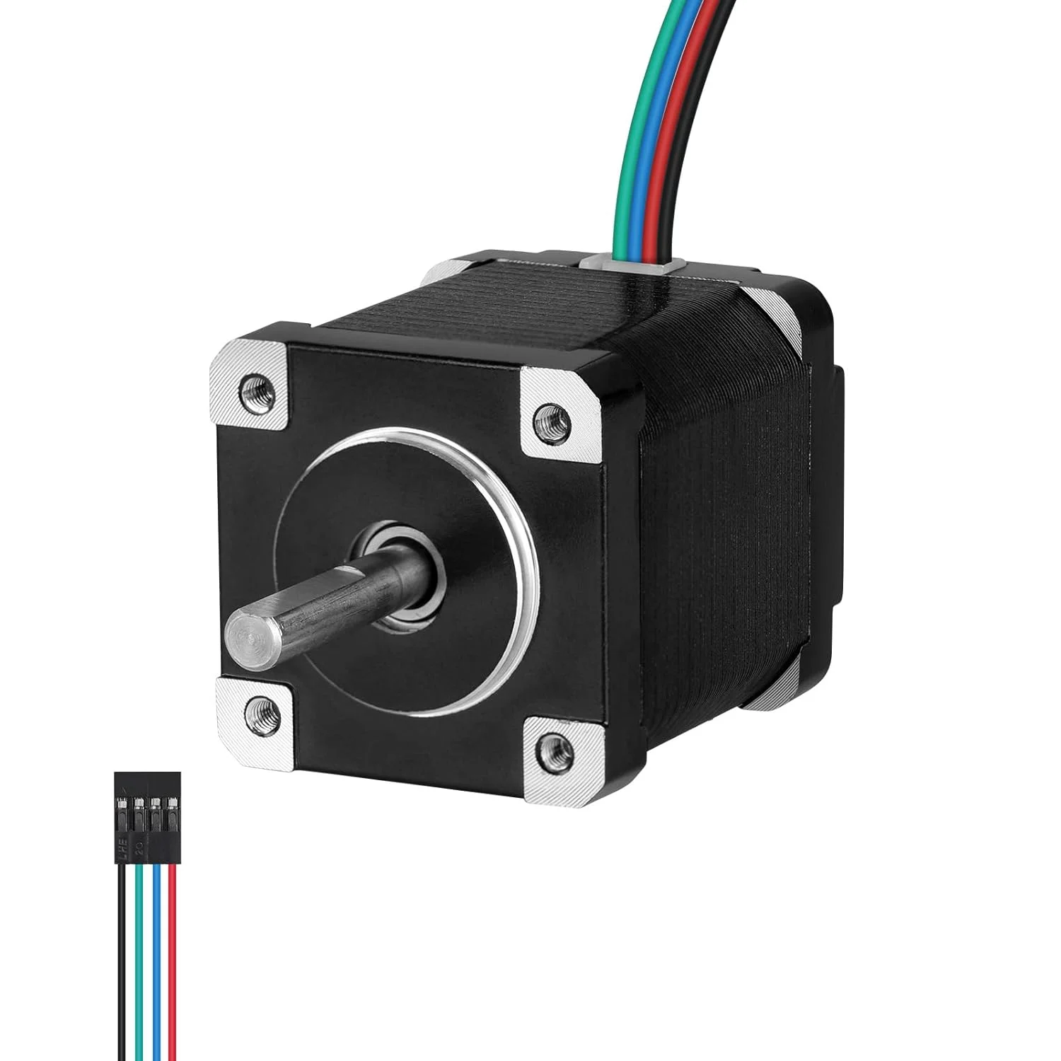 موتور پله‌ای Nema 14، دو فاز، ۱.۸ درجه، ۲۰Ncm (۲۸.۳۲oz·in)، گشتاور بالا، دوقطبی، ۳۵ میلی‌متر، ۱.۲ آمپر، ۲.۴Ω، ۴ سیم، شفت ۲۴ میلی‌متر φ۵ میلی‌متر، کابل موتور پله‌ای ۳۵، ۱ متری برای پرینتر سه بعدی، ربات DIY، دستگاه CNC