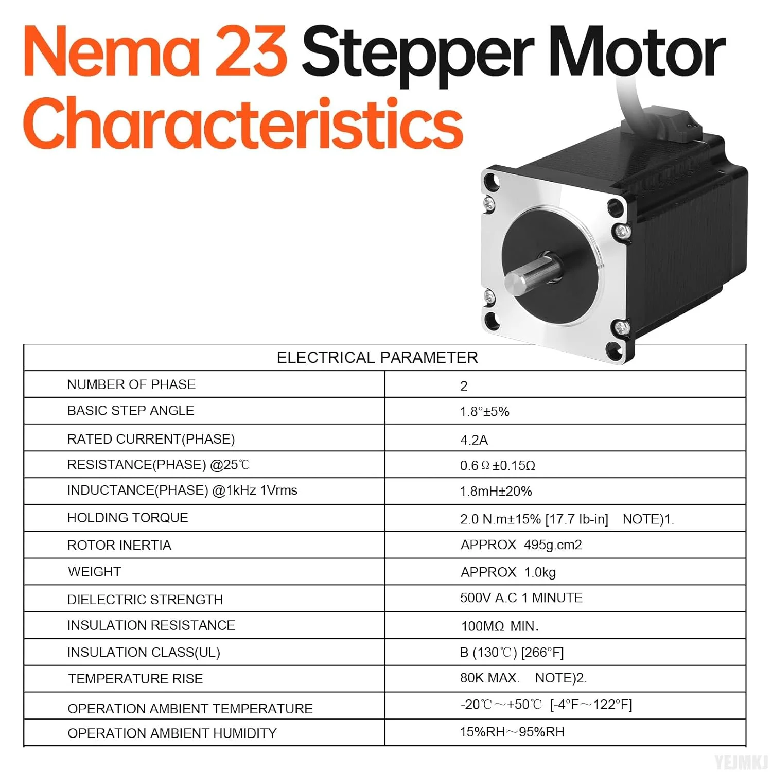 بسته 3 عددی موتور پله ای Nema 23، 1.8 درجه، 2 فاز، گشتاور بالا 2 نیوتن متر (283.22 اونس در اینچ)، دو قطبی 57x76 میلی متر، 4.2 آمپر، 0.6 اهم، 4 سیم، شفت 21 میلی متر φ8 میلی متر، کابل موتور پله ای 57 به طول 1 متر برای دستگاه CNC، تراش، پرینتر سه بعدی و ربات DIY