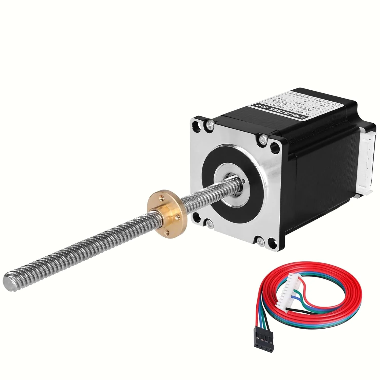 موتور پله‌ای Nema 23 TR8x8 200mm با پیچ سربی T8، 1.8 درجه، 2 فاز، گشتاور بالا 1.8 نیوتن‌متر (254.9 اونس·اینچ)، 4.2 آمپر، 0.65 اهم، دوقطبی 76mm، موتور 57 مرحله‌ای، کابل اتصال 4 سیمه 1 متری برای پرینتر سه بعدی، ربات DIY، CNC