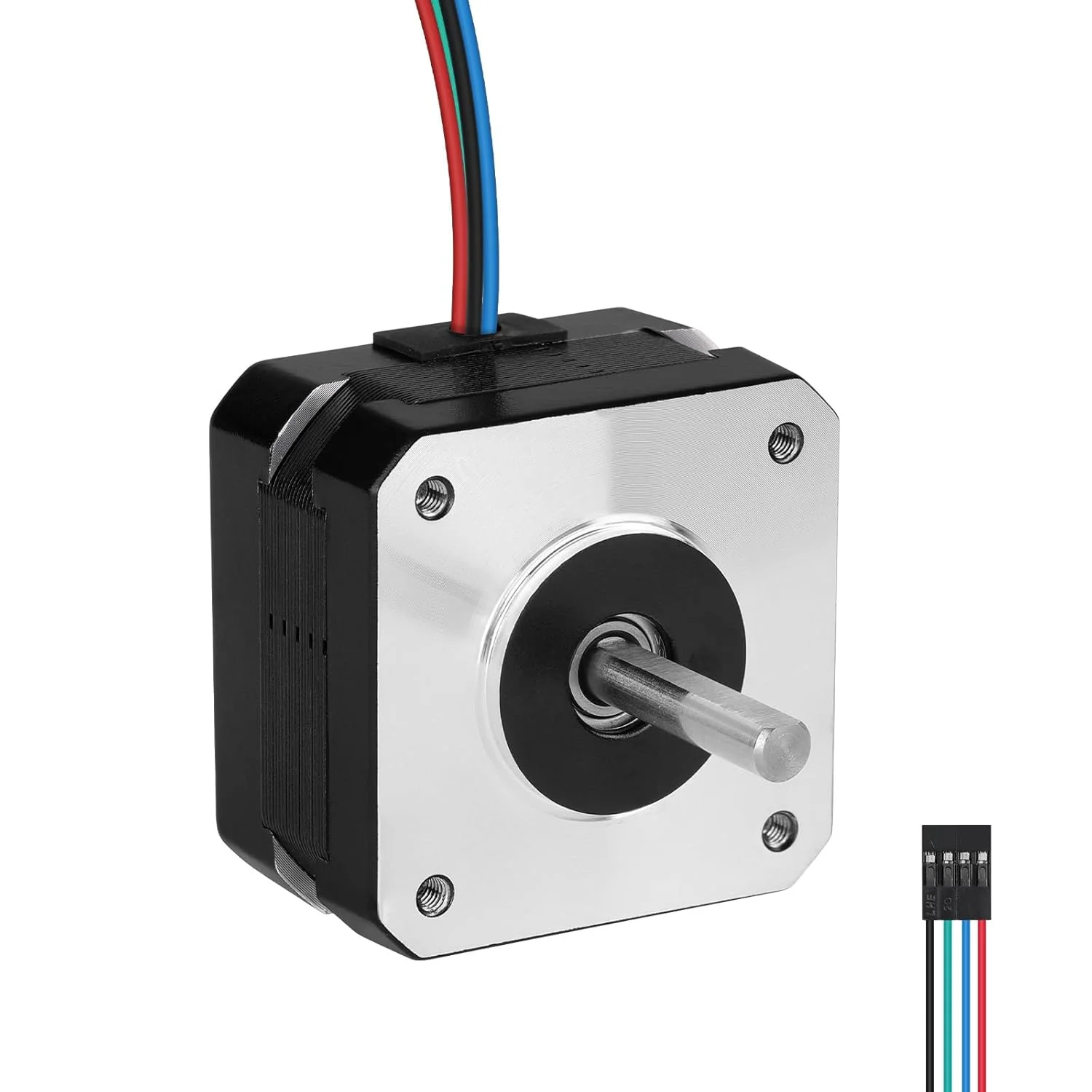 موتور پله ای 0.9° Nema 17، دو فاز، گشتاور بالا 0.17Nm (24.07oz·in)، دوقطبی 1.0A، 3.6Ω، 42x26mm، 4 سیم، شفت 17mm φ5mm، کابل موتور پله ای 42، 1 متری برای پرینتر سه بعدی، ربات DIY، دستگاه CNC