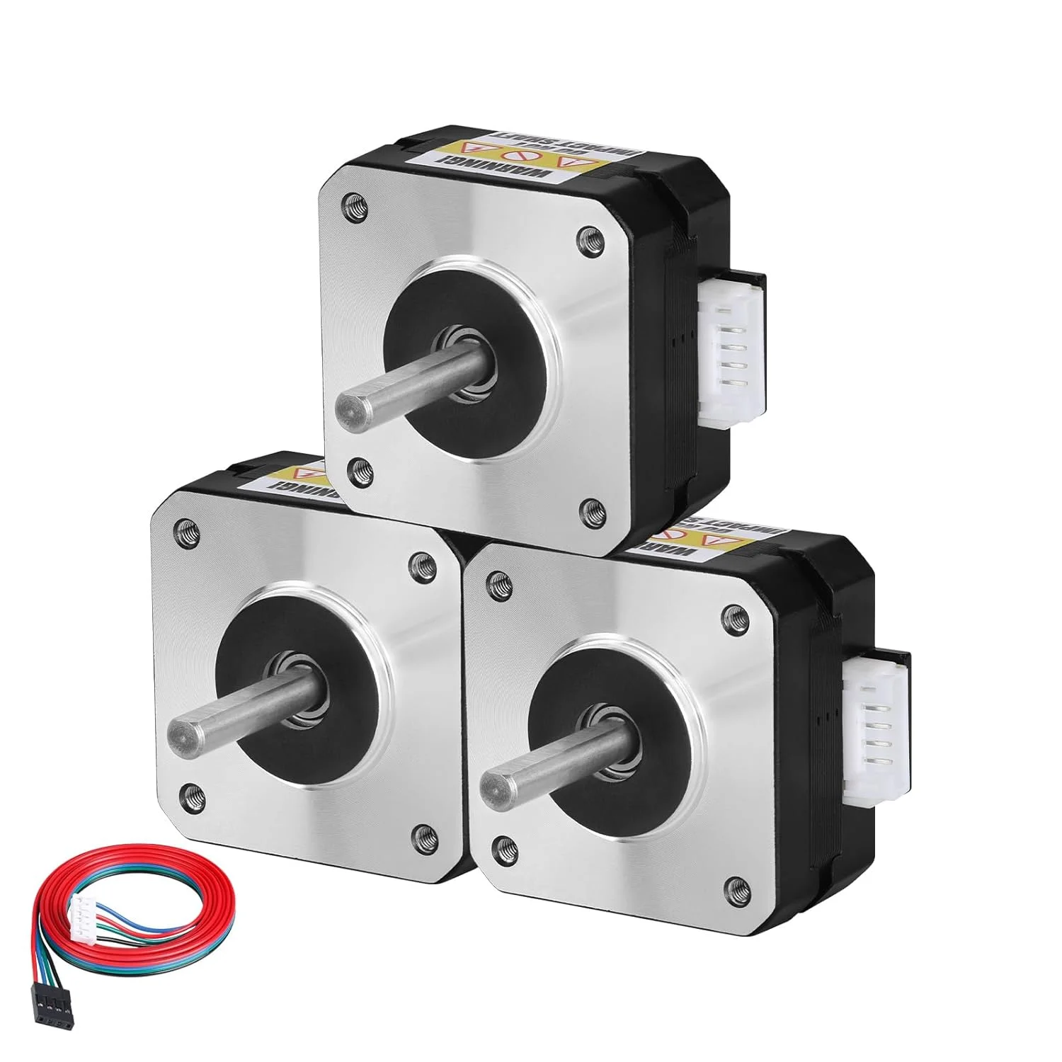 مجموعه 3 عددی موتور پله ای Nema 17، 2 فاز، 1.8 درجه، 0.16 نیوتن متر، گشتاور بالا، دو قطبی، 23 میلی متر، 0.8 آمپر، 3.7 اهم، 4 سیم، شفت 24 میلی متر، قطر 5 میلی متر، کابل 1 متری موتور پله ای 42 برای پرینتر سه بعدی، ربات DIY و دستگاه CNC