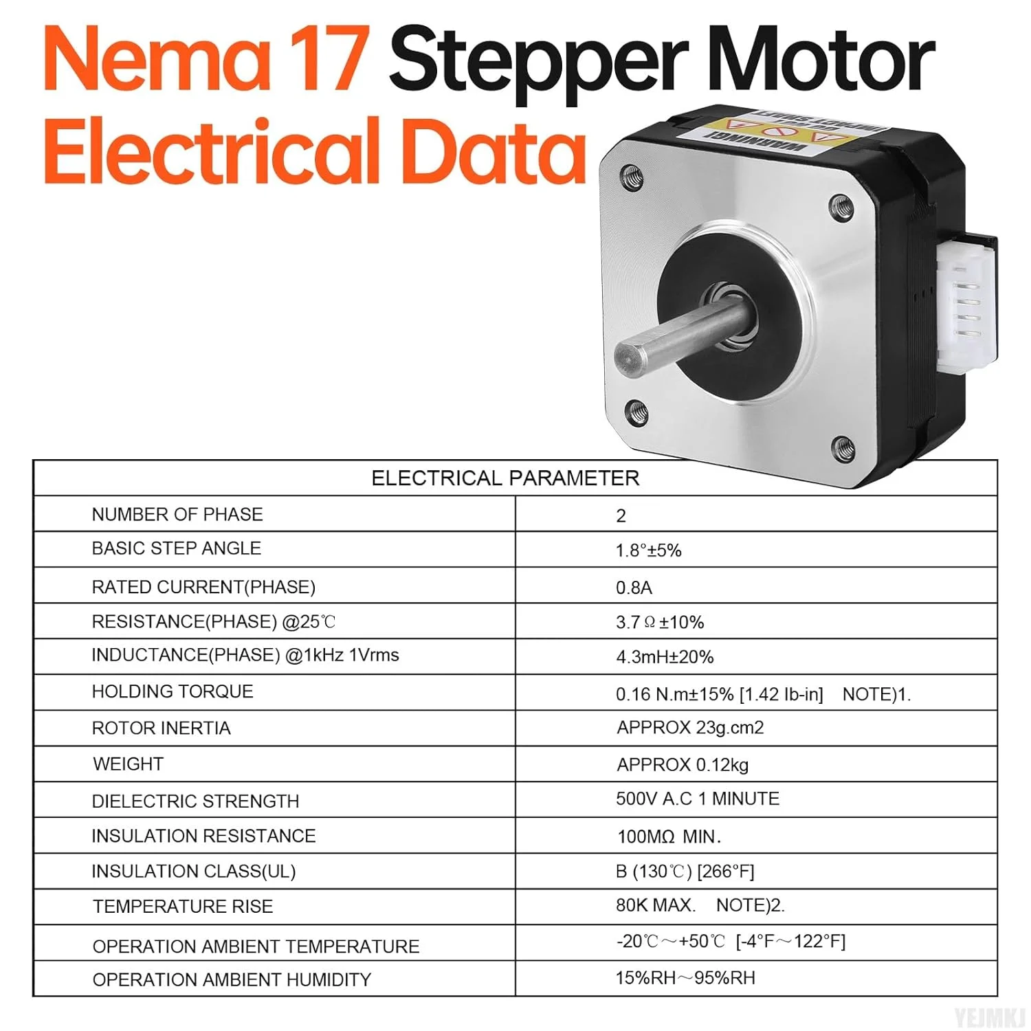 مجموعه 3 عددی موتور پله ای Nema 17، 2 فاز، 1.8 درجه، 0.16 نیوتن متر، گشتاور بالا، دو قطبی، 23 میلی متر، 0.8 آمپر، 3.7 اهم، 4 سیم، شفت 24 میلی متر، قطر 5 میلی متر، کابل 1 متری موتور پله ای 42 برای پرینتر سه بعدی، ربات DIY و دستگاه CNC