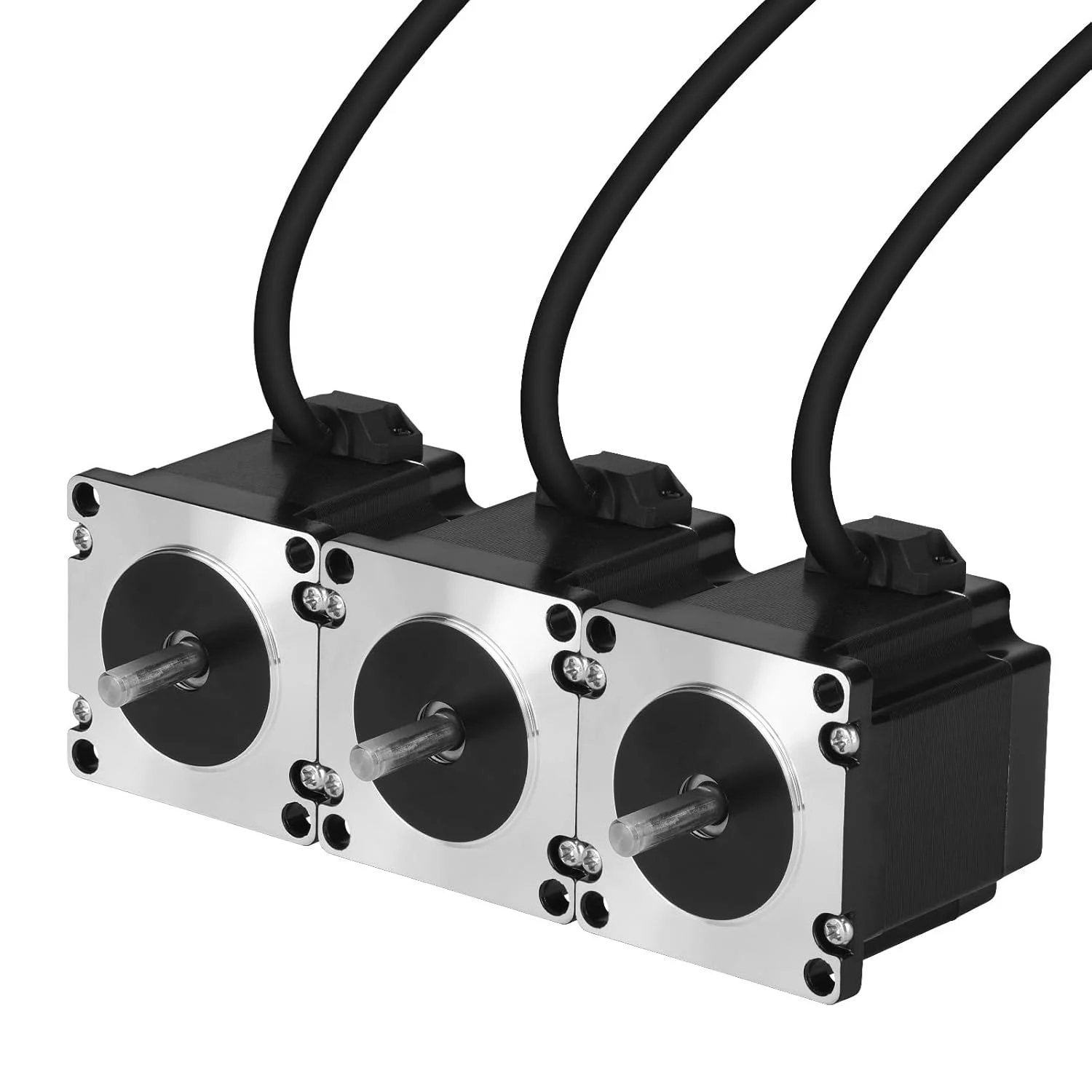 بسته 3 عددی موتور پله ای Nema 23، 1.8 درجه، 2 فاز، گشتاور بالا 1.3 نیوتن متر، دو قطبی 57x55 میلی متر، 4.2 آمپر، 0.5 اهم، 4 سیم، شفت 21 میلی متر φ6.35 میلی متر، کابل موتور پله ای 57 به طول 1 متر برای دستگاه CNC، تراش، پرینتر سه بعدی، ربات DIY