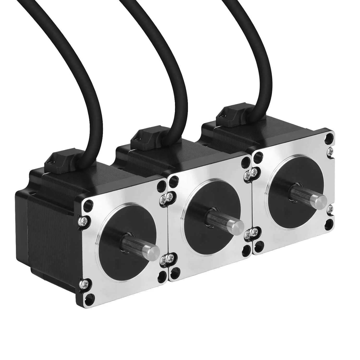 بسته 3 عددی موتور پله ای Nema 23، 2 فاز، 1.8 درجه، 1.3 نیوتن متر (184.1 اونس اینچ)، گشتاور بالا، دو قطبی 55 میلی متر، 0.5 اهم، 4.2 آمپر، 4 سیم، شفت 21 میلی متر φ8 میلی متر، کابل موتور پله ای 57 به طول 1 متر برای دستگاه فرز CNC، تراش، چاپگر سه بعدی، ربات DIY.