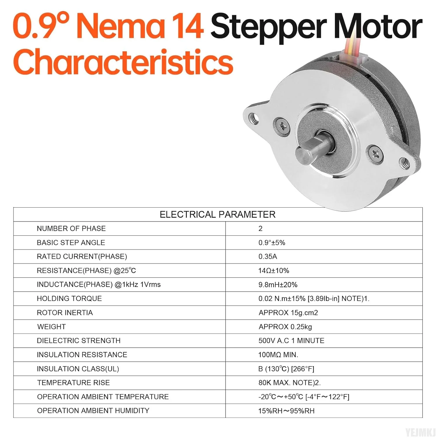 موتور پله ای 0.9 درجه Nema 14، دو فاز، گشتاور بالا 2Ncm (2.83oz·in)، دوقطبی 0.35A، 14Ω، 36-14mm، 4 سیم، شفت 10.5mm φ5mm، کابل موتور پله ای 36mm، 0.5M برای پرینتر سه بعدی، ربات DIY، دستگاه CNC