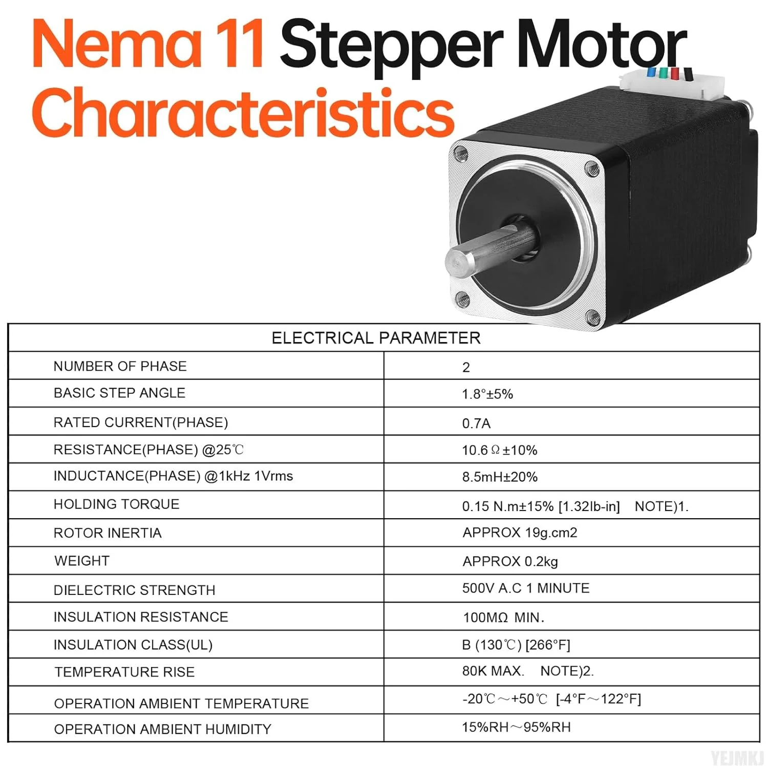 موتور پلهای Nema 11، دو فاز، ۱.۸ درجه، ۱۵Ncm (۲۱.۲۴oz·in)، گشتاور بالا، دوقطبی، ۵۱mm، ۰.۷A، ۱۰.۶Ω، ۴ سیم، شفت ۲۰mm φ۵mm، موتور پلهای ۲۸ به همراه کابل ۱ متری برای پرینتر سه بعدی، ربات DIY، دستگاه CNC موتور پلهای Nema 11، دو فاز، ۱.۸ درجه، ۱۵Ncm (۲۱.۲۴oz·in)، گشتاور بالا، دوقطبی، ۵۱mm، ۰.۷A، ۱۰.۶Ω، ۴ سیم، شفت ۲۰mm φ۵mm، موتور پلهای ۲۸ به همراه کابل ۱ متری برای پرینتر سه بعدی، ربات DIY، دستگاه CNC