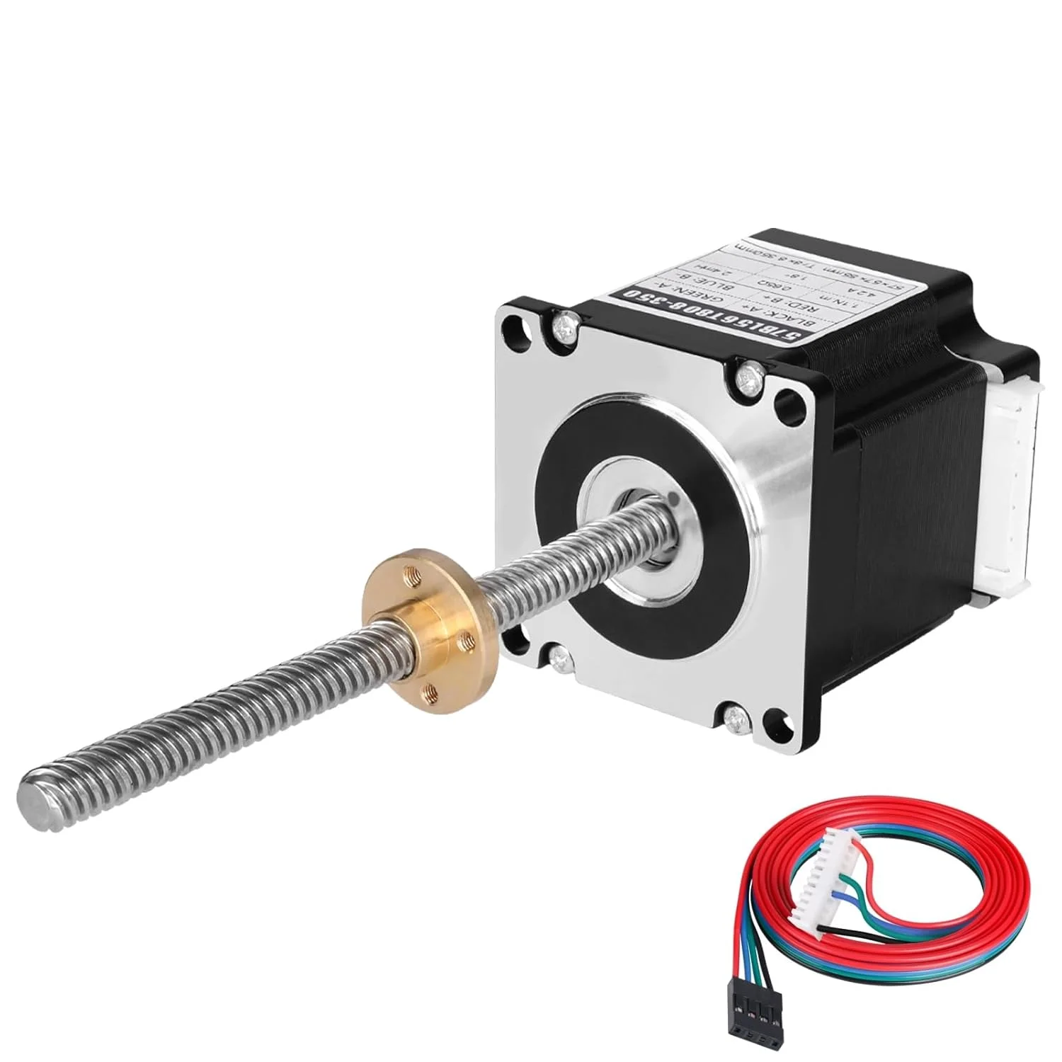 Nema 23 Stepper Motor TR8x8 150mm with T8 Lead Screw 2 Phase 1.8‌°‌ High Torque 1.1Nm (155.77oz·in) Bipolar 4.2A 0.65Ω 55mm 57 Step Motor 4-Wire Connector Cable 1M for 3D Printer DIY Robot CNC