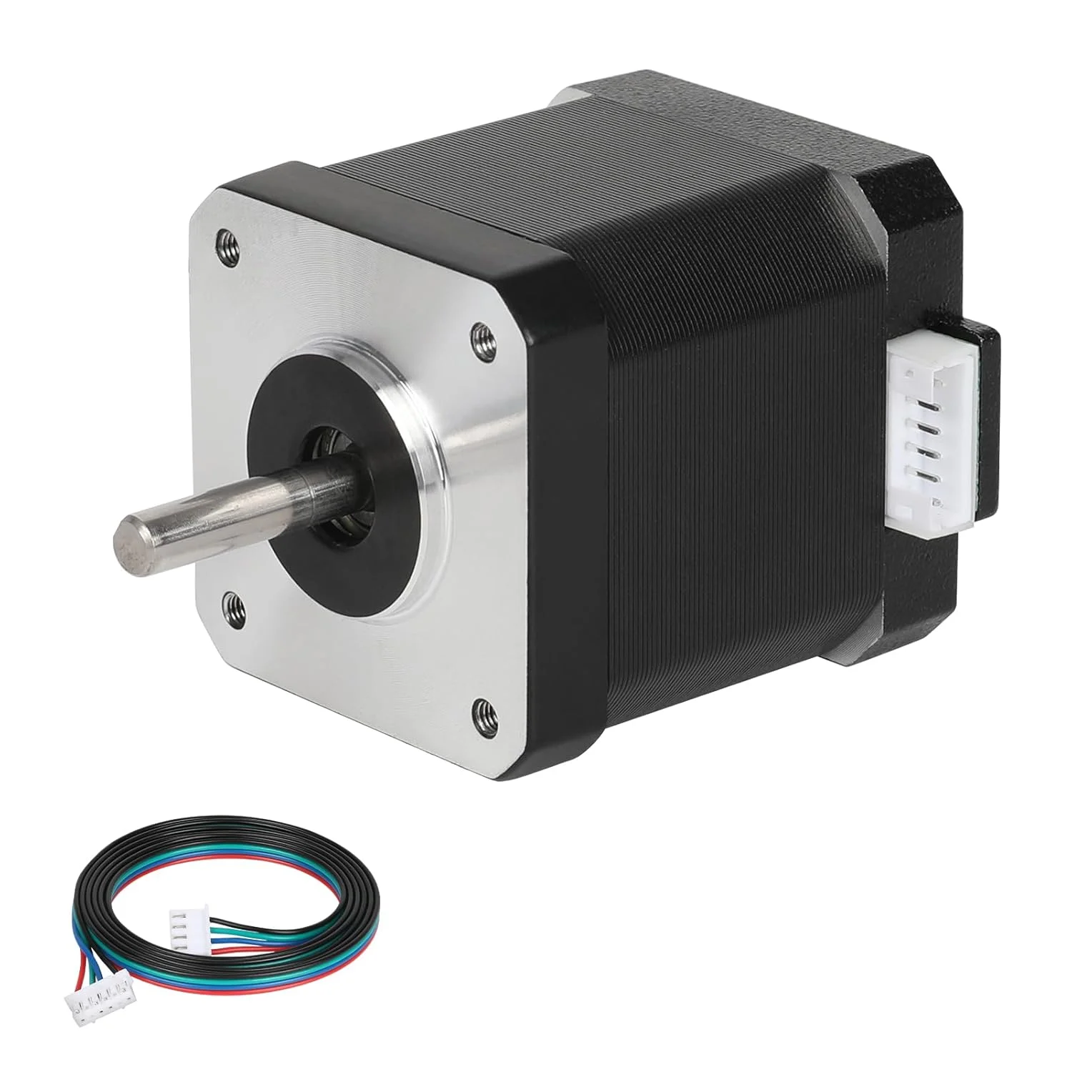 موتور پله ای Nema 17، 48 میلی متر، دو قطبی، 2 آمپر، 48Ncm (67.97oz.in)، موتور 42، موتور پله ای 2 فاز، 1.8 درجه، 4 سیم با کابل 1 متری و کانکتور برای CNC DIY پرینتر سه بعدی، 1.66x1.66x1.89 اینچ