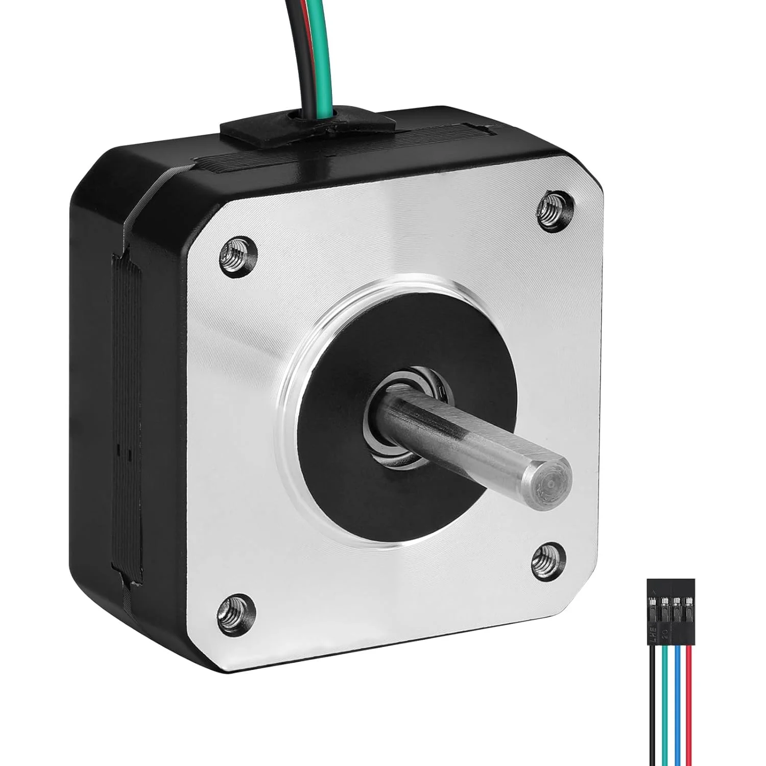 موتور پله‌ای 0.9° Nema 17، دو فاز، گشتاور بالا 0.09Nm (12.75oz·in)، دو قطبی 9.1Ω، 0.4A، بدنه 21mm، 4 سیم، شفت 17mm φ5mm، موتور پله‌ای 42 به همراه کابل 1 متری برای پرینتر سه بعدی، ربات DIY، ماشین CNC