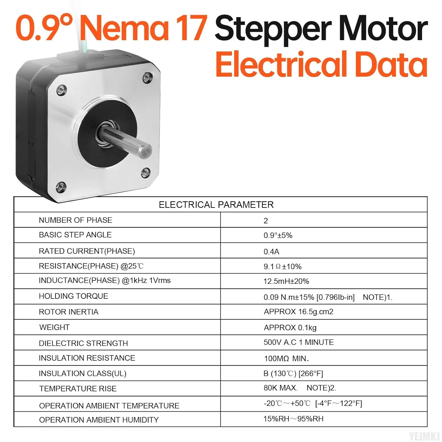 موتور پله‌ای 0.9° Nema 17، دو فاز، گشتاور بالا 0.09Nm (12.75oz·in)، دو قطبی 9.1Ω، 0.4A، بدنه 21mm، 4 سیم، شفت 17mm φ5mm، موتور پله‌ای 42 به همراه کابل 1 متری برای پرینتر سه بعدی، ربات DIY، ماشین CNC