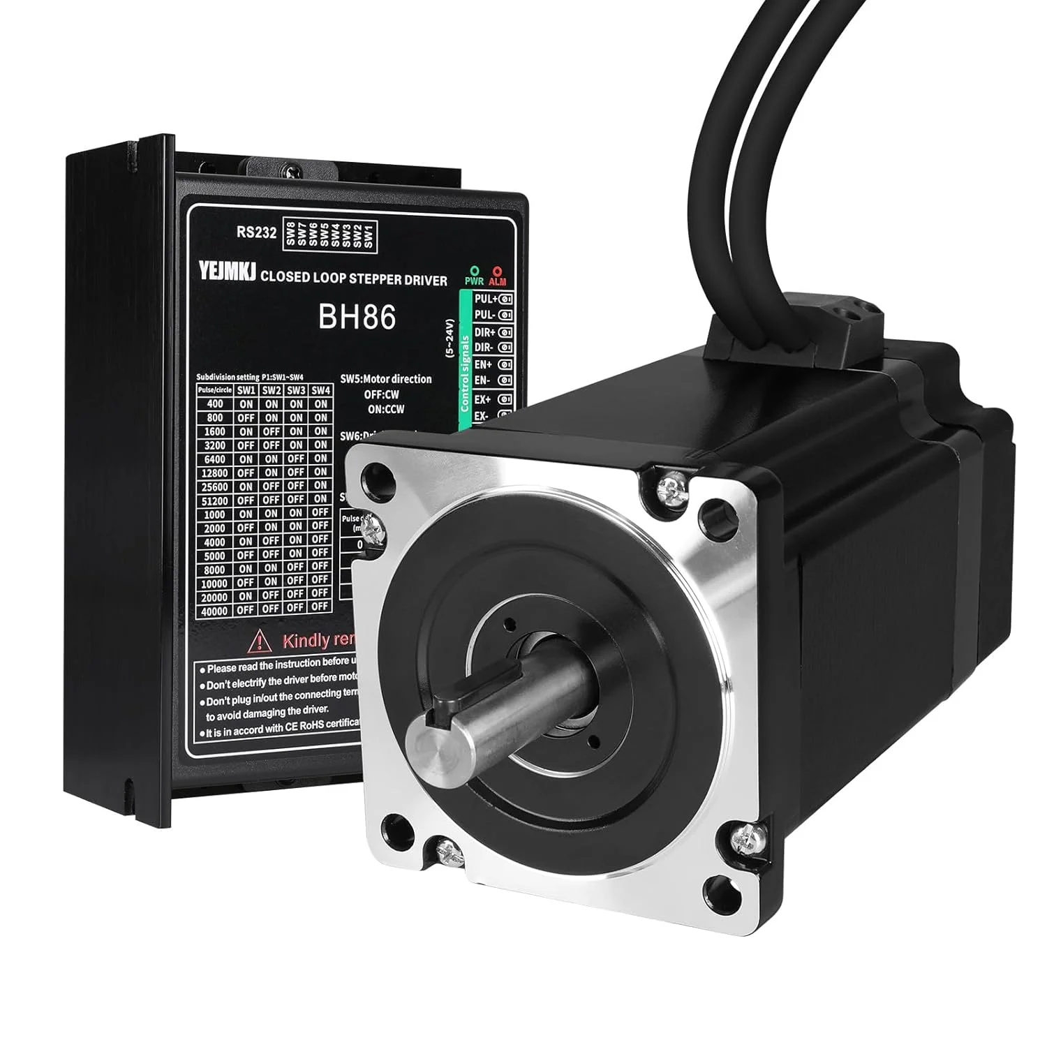 کیت موتور پله‌ای حلقه بسته Nema 34 با درایور موتور پله‌ای حلقه بسته، 1.8 درجه، 2 فاز، گشتاور بالا 10 نیوتن‌متر، دو قطبی 6.4 آمپر، 0.6 اهم، 117 میلی‌متر، کابل 3 متری برای CNC، روتر، پرینتر سه بعدی، ربات DIY