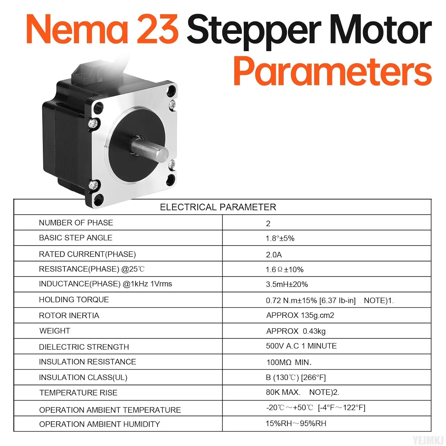 موتور پله ای Nema 23، دو فاز، 1.8 درجه، 0.72 نیوتن متر، گشتاور بالا، دو قطبی 41 میلی متر، 1.6 اهم، 2.0 آمپر، 4 سیم، شفت 21 میلی متر φ8 میلی متر، کابل موتور پله ای 57، 1 متری برای CNC، دستگاه تراش، پرینتر سه بعدی، ربات DIY.