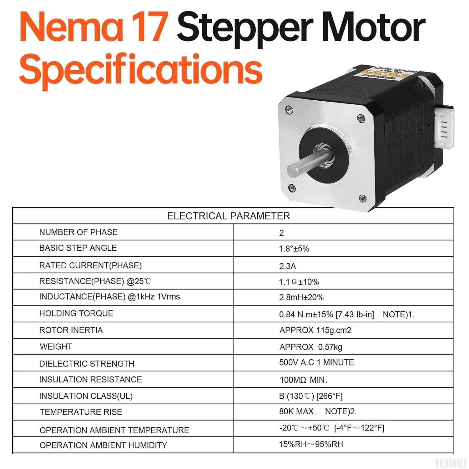 موتور پله ای Nema 17، 1.8 درجه، 2 فاز، گشتاور بالا 0.84Nm (118.95oz·in)، دو قطبی 42x60mm، 2.3A، 1.1Ω، 4 سیمه، شفت 24mm φ5mm، کابل 1 متری موتور پله ای 42 برای پرینتر سه بعدی، ربات DIY، دستگاه CNC، بسته 3 عددی