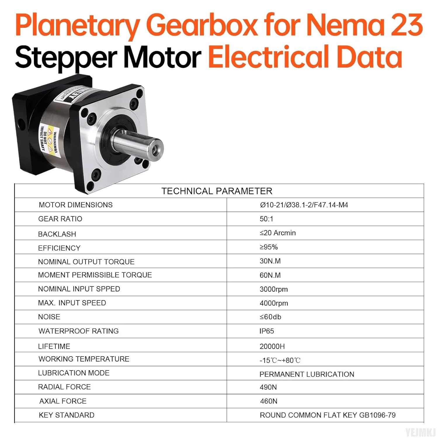 گیربکس سیاره ای با نسبت 50:1 برای موتور پله ای Nema 23، اندازه 57-83 میلی متر، لقی 20 دقیقه قوس، شفت ورودی 21 میلی متر φ10 میلی متر، کاهنده سیاره ای برای موتور پله ای 57 شامل 4 پیچ، 2 دوشاخه، 1 کلید CNC پرینتر سه بعدی تراش