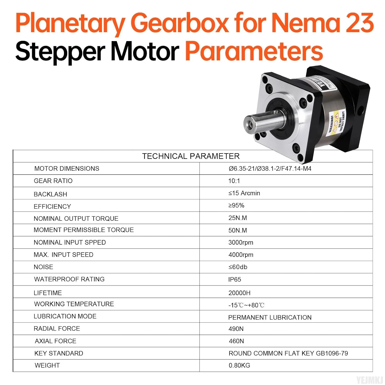 گیربکس سیاره ای با نسبت 10:1 برای موتور پله ای Nema 23، 57-67 میلی متر، لقی 15 دقیقه قوس، شفت ورودی 21 میلی متر φ6.35 میلی متر، کاهنده سیاره ای برای موتور پله ای 57 شامل 4 پیچ، 2 دوشاخه، 1 کلید CNC پرینتر سه بعدی تراش