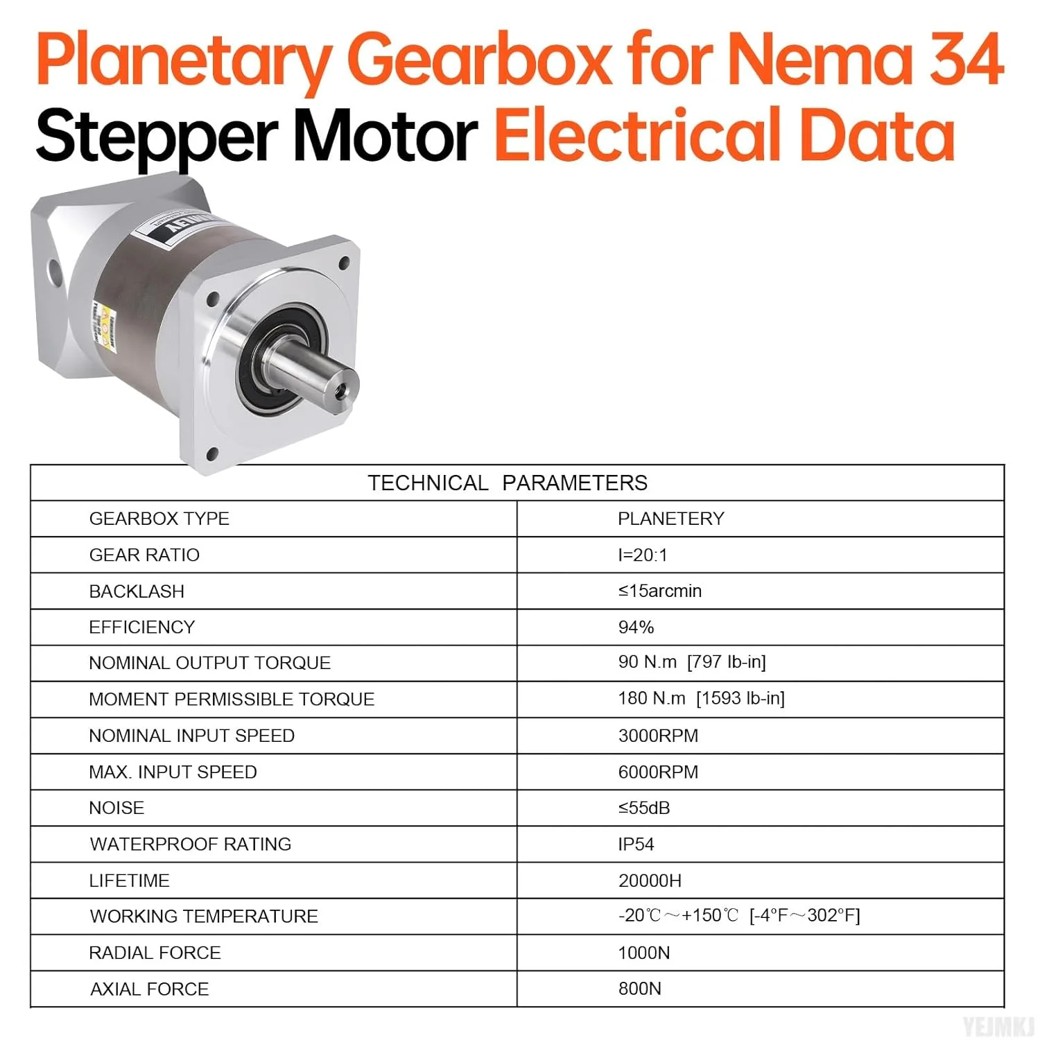 گیربکس سیاره ای با نسبت 20:1 برای موتور پله ای Nema 34، اندازه 90-133 میلی متر، لقی 15 دقیقه قوسی، شفت ورودی 41.5 میلی متر φ19 میلی متر، کاهنده سیاره ای برای موتور پله ای 86 به همراه 4 پیچ، 2 دوشاخه، 1 کلید، مناسب برای CNC، پرینتر سه بعدی و تراش